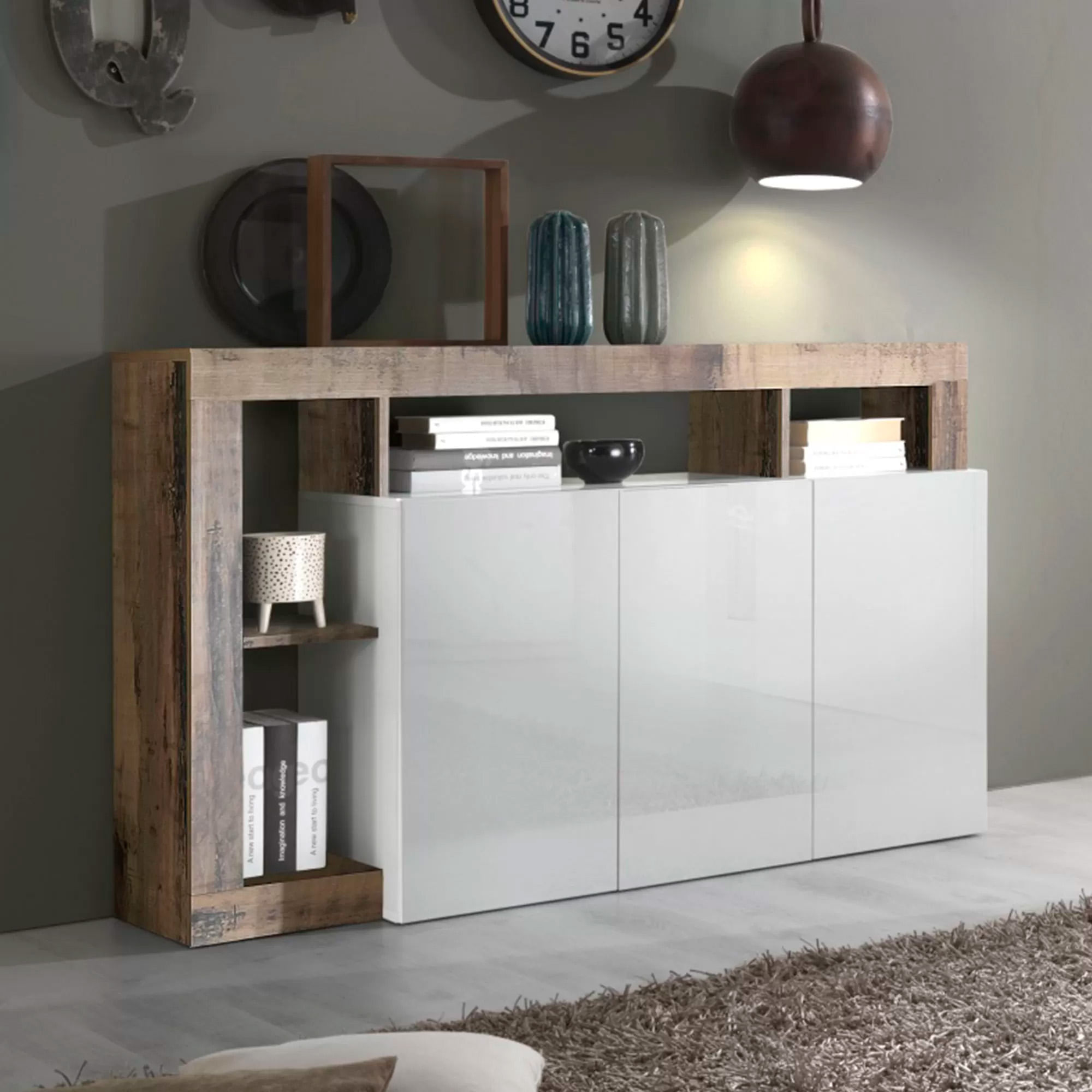 Aparador-HAMBURG-com-3-portas---Branco-Brilho-e-Carvalho