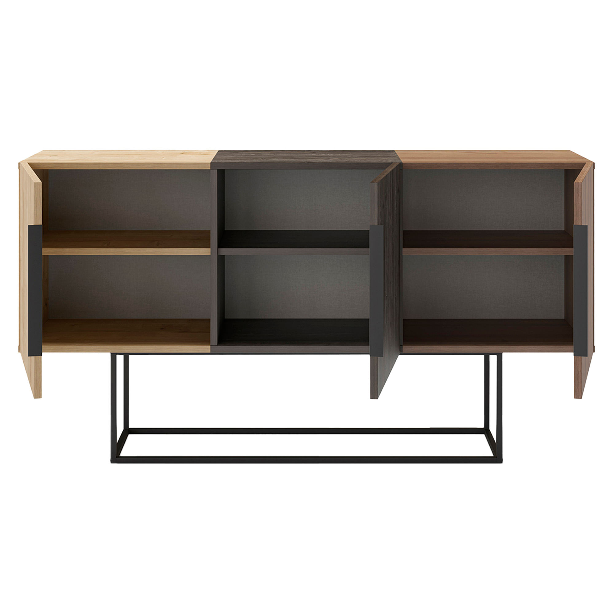 Aparador-TITAN-com-3-portas---Carvalho-Castanho-e-Nogal