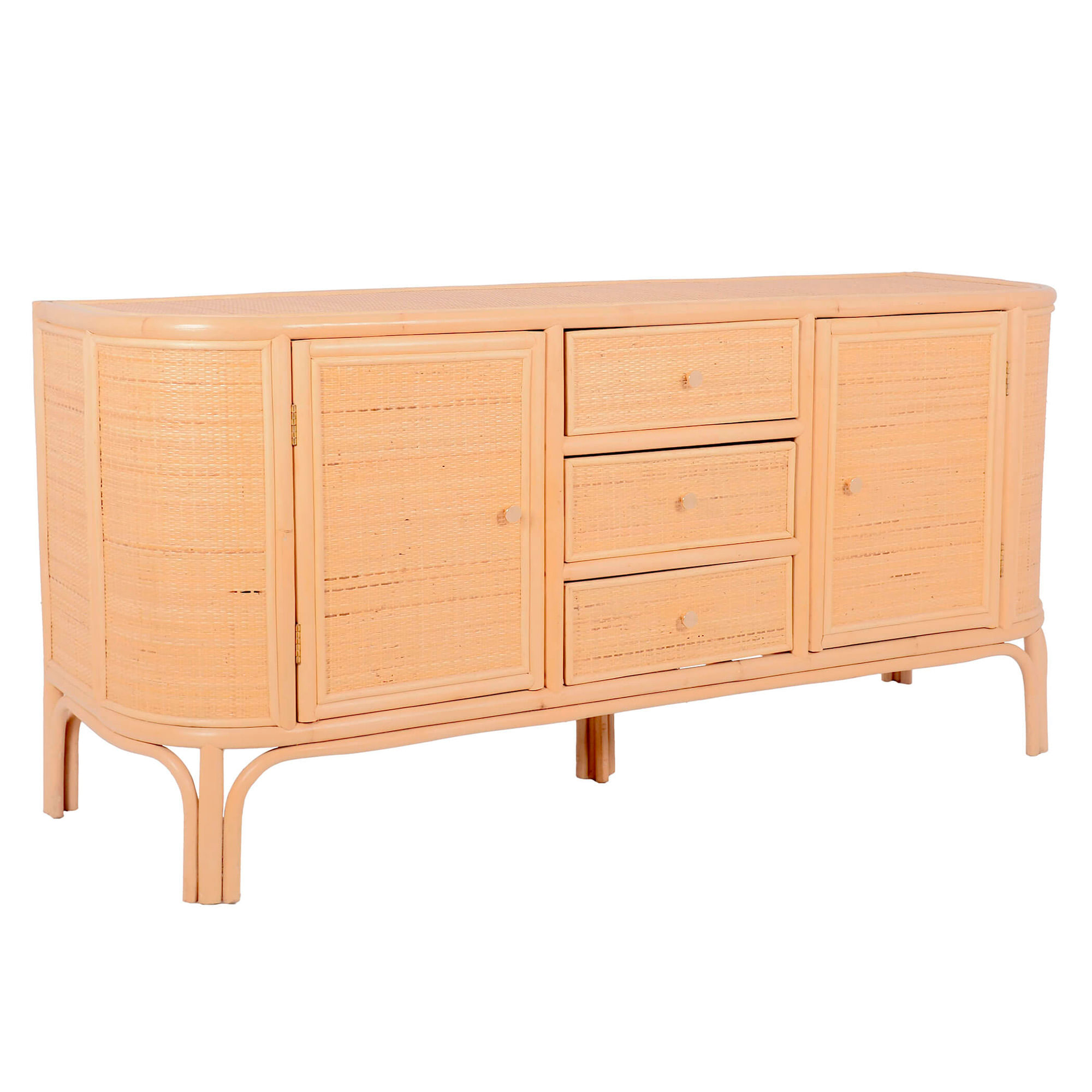 Aparador-INDO-com-2-portas-e-3-gavetas---Carvalho-e-Rattan