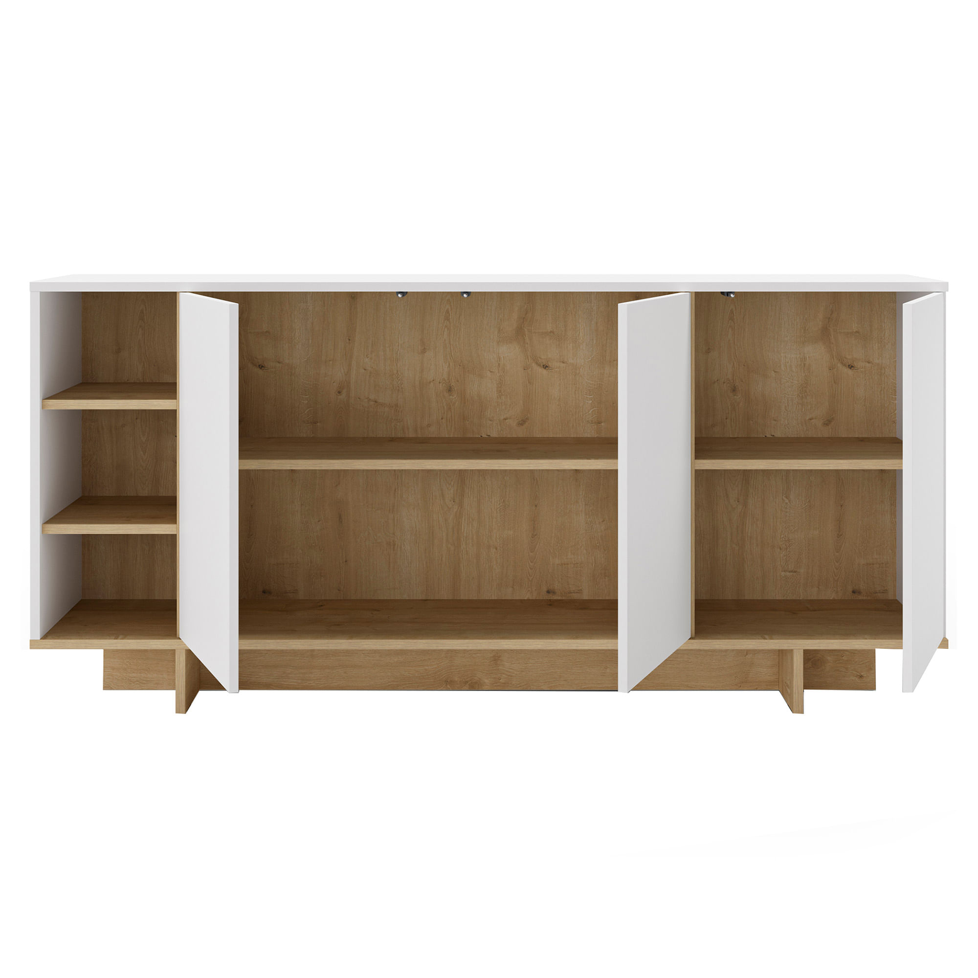 Aparador-CEQUOIA-com-3-portas---Branco-e-Carvalho