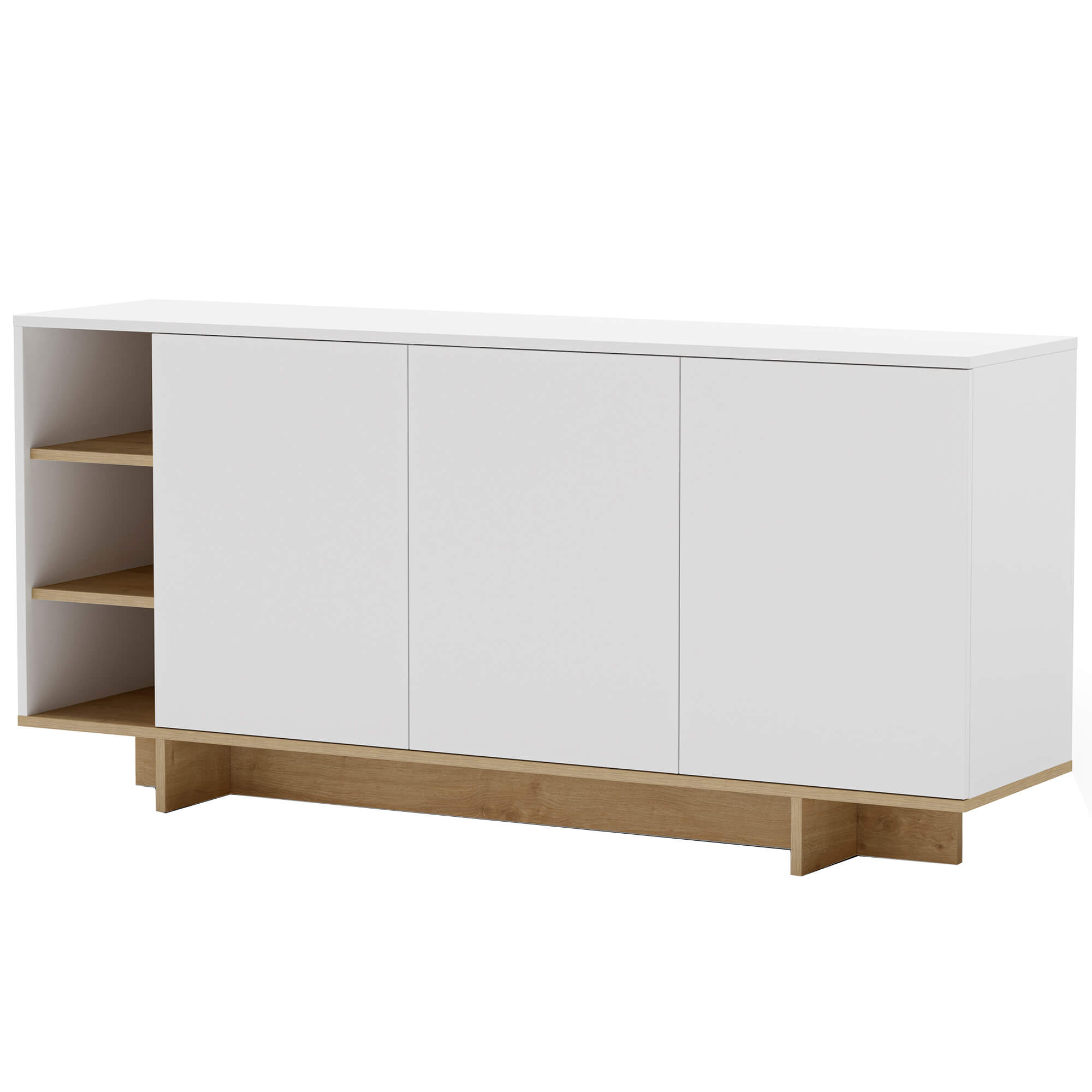 Aparador-CEQUOIA-com-3-portas---Branco-e-Carvalho