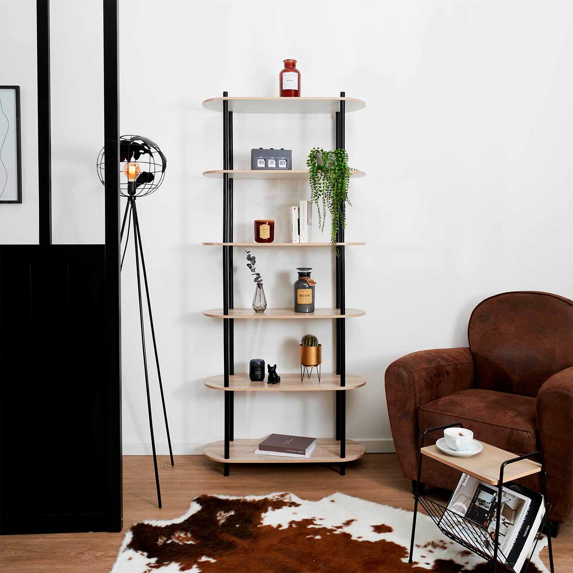 Estante-COBE-compacta-181-cm---Carvalho-e-Preto