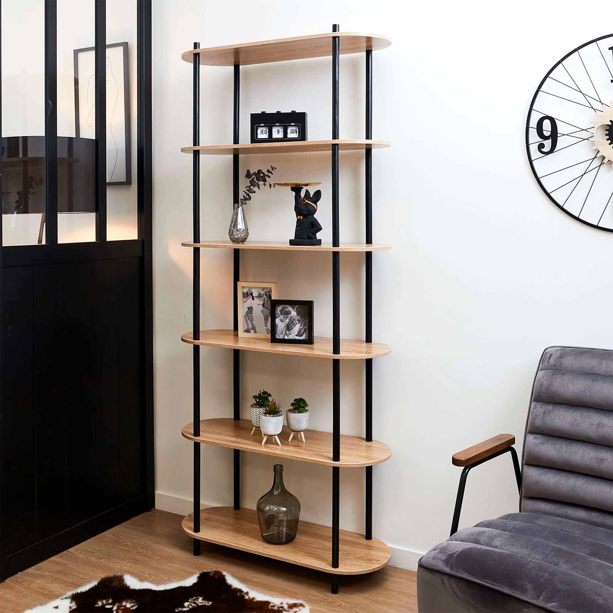 Estante-COBE-compacta-181-cm---Carvalho-e-Preto
