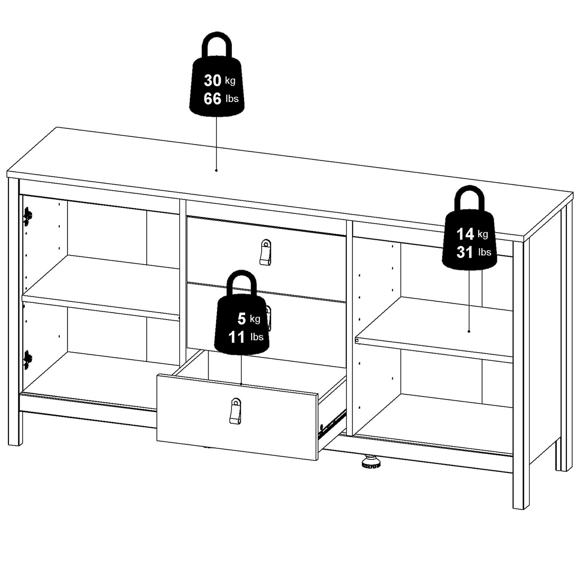 Aparador-AREEIRO-com-2-portas-e-3-gavetas---Branco
