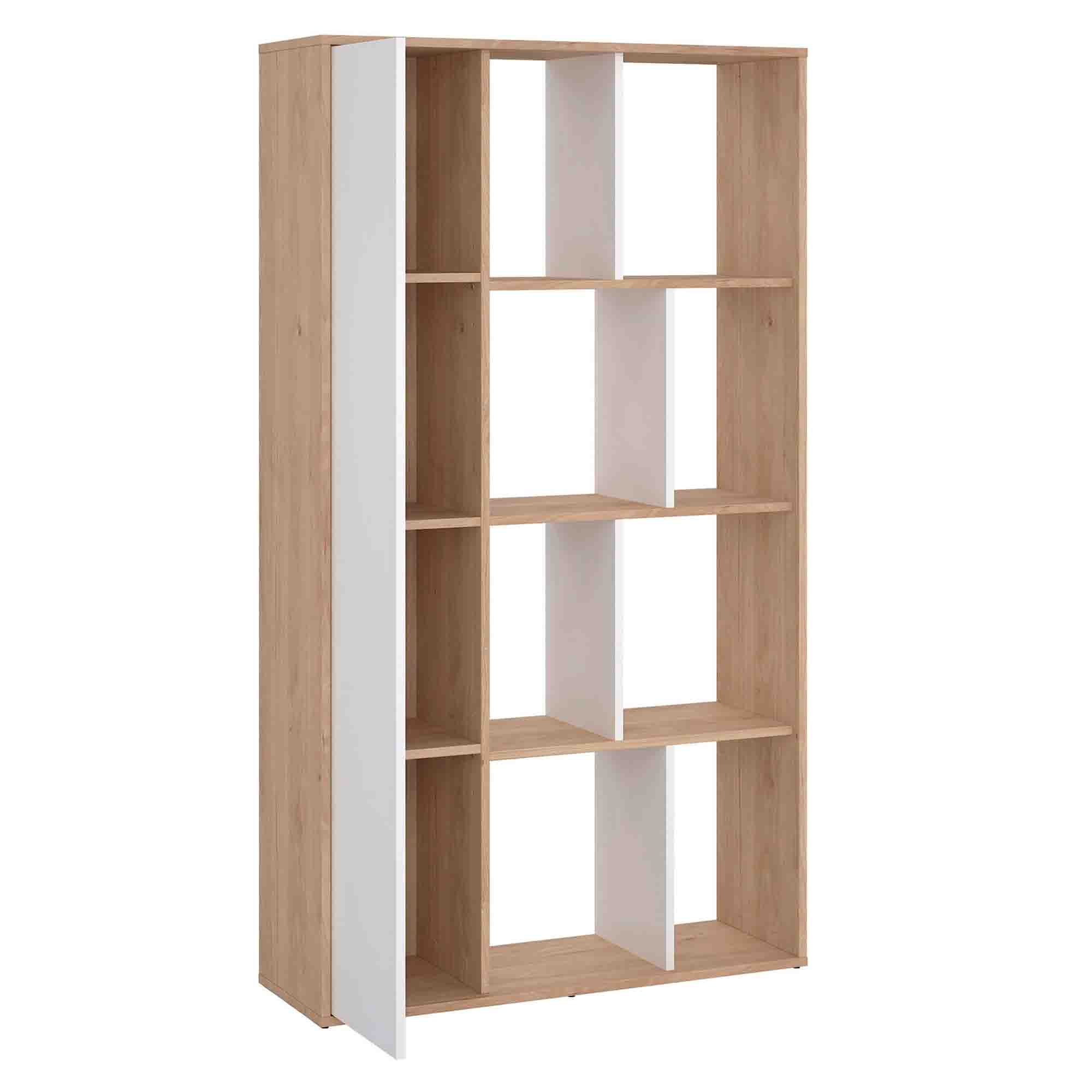 Estante-reversivel-PENEDA-com-1-porta-e-6-prateleiras-Carvalho-e-Branco