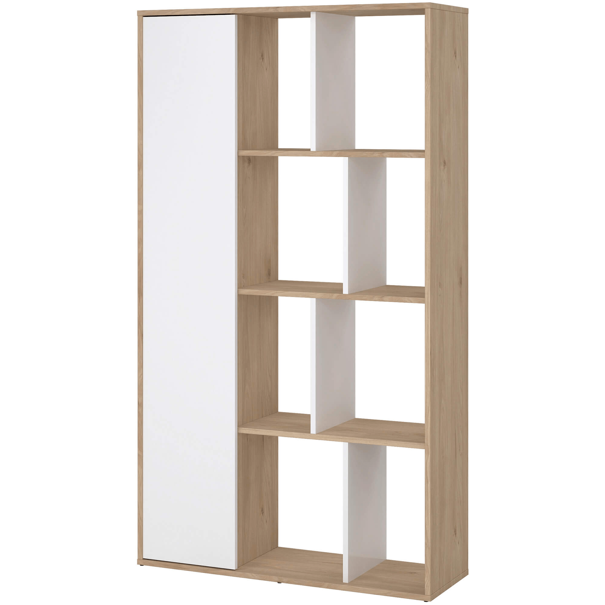 Estante-reversivel-PENEDA-com-1-porta-e-6-prateleiras-Carvalho-e-Branco