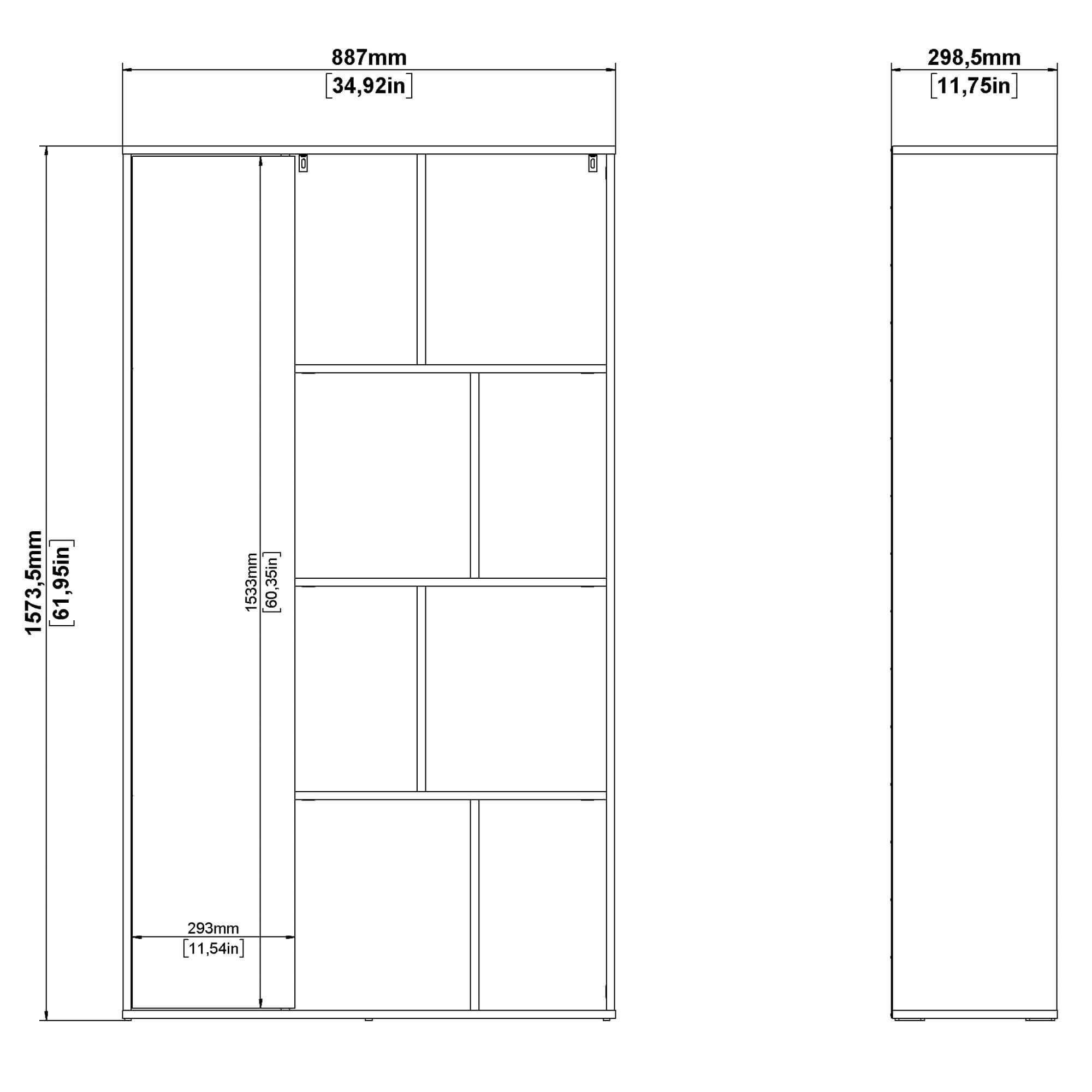 Estante-reversivel-PENEDA-com-1-porta-e-6-prateleiras-Carvalho-e-Branco