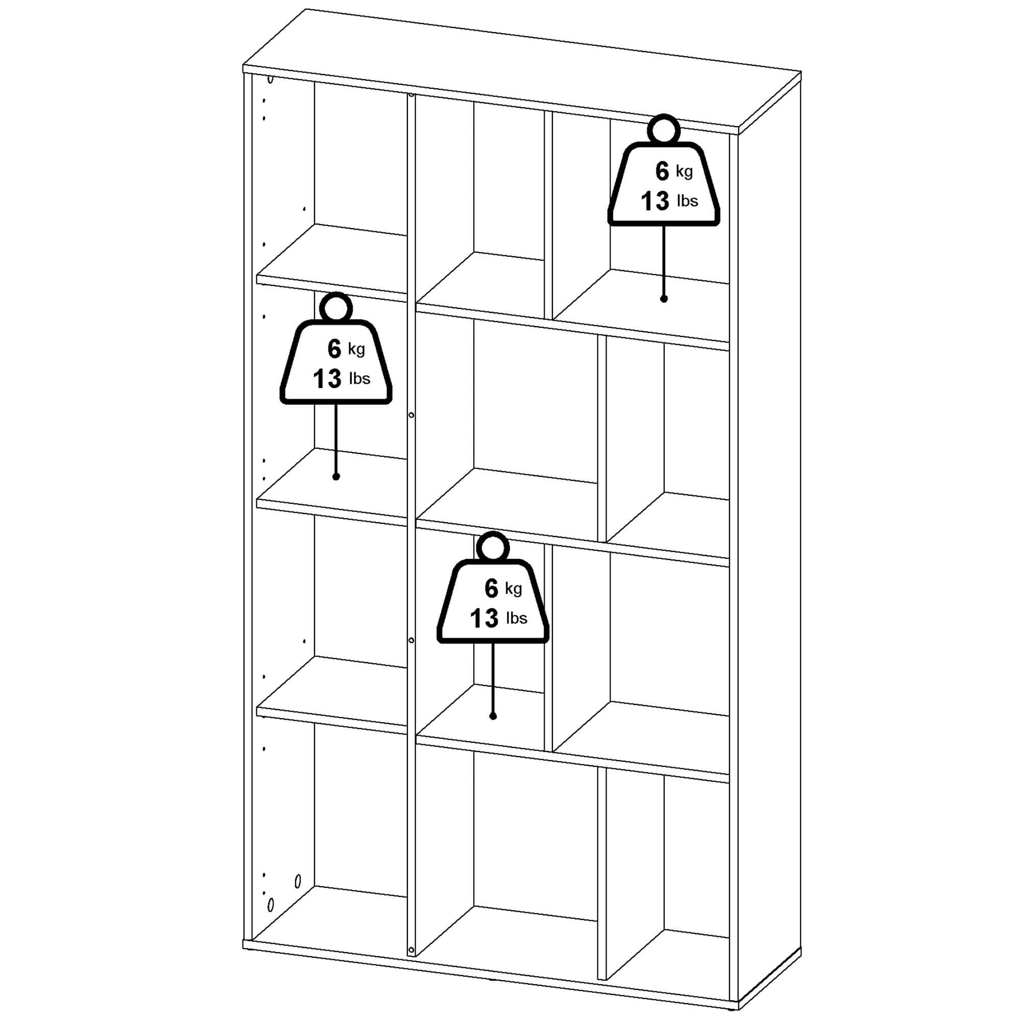Estante-reversivel-PENEDA-com-1-porta-e-6-prateleiras-Carvalho-e-Branco