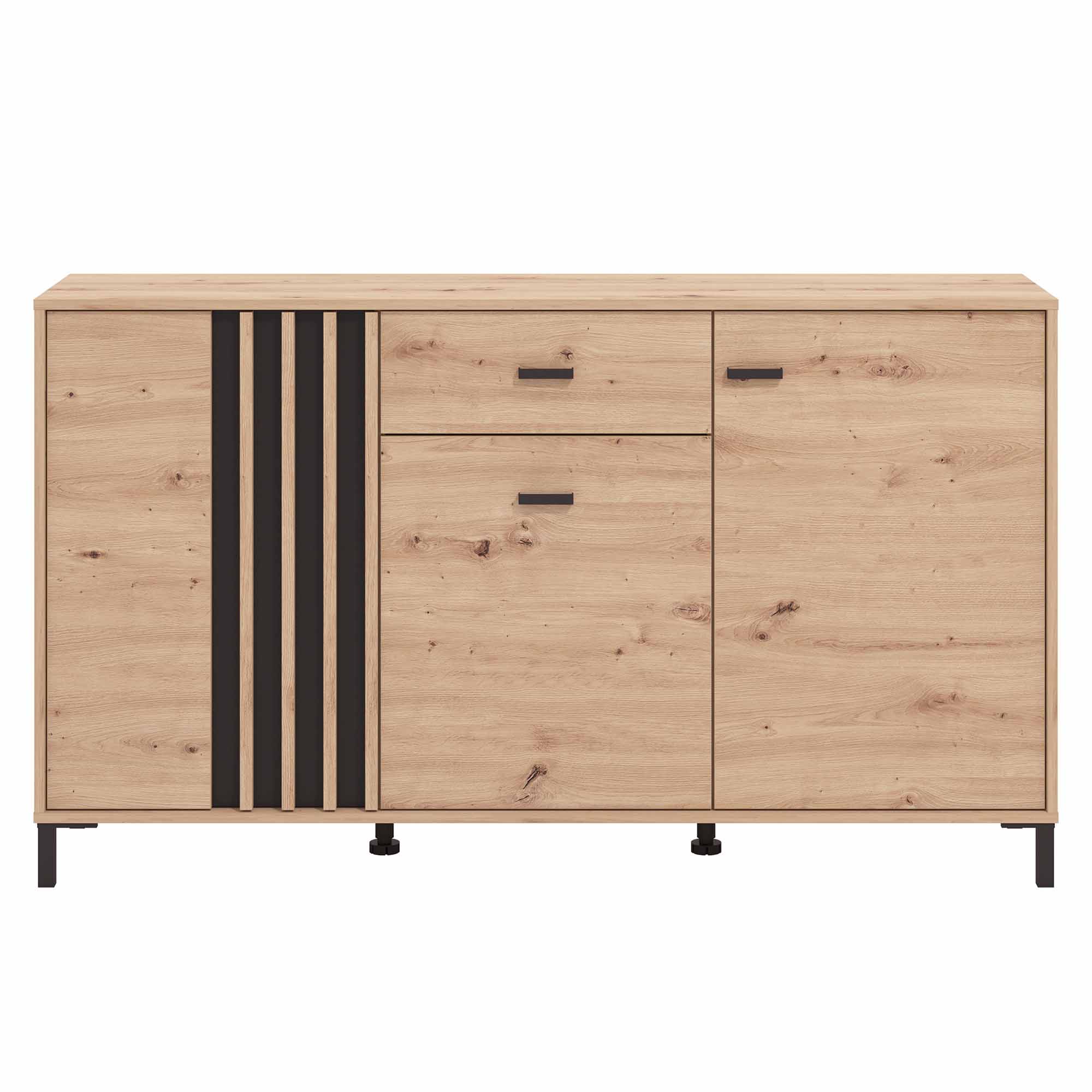 Aparador-LAVAL-com-3-portas-e-1-gaveta---Carvalho-Artesanato-e-Preto