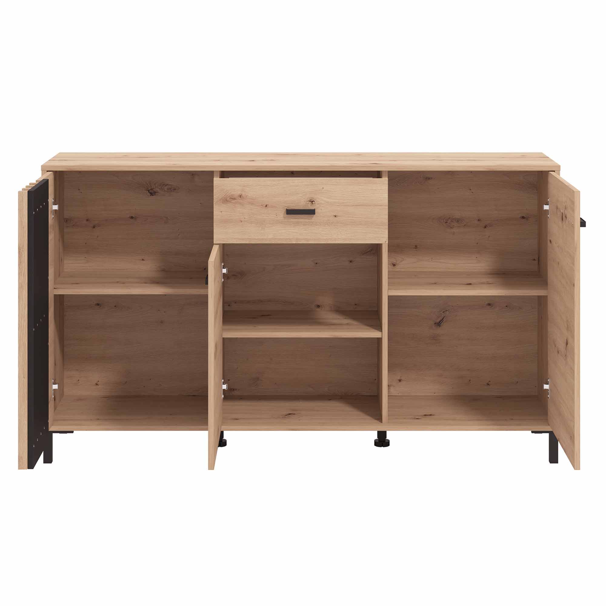 Aparador-LAVAL-com-3-portas-e-1-gaveta---Carvalho-Artesanato-e-Preto