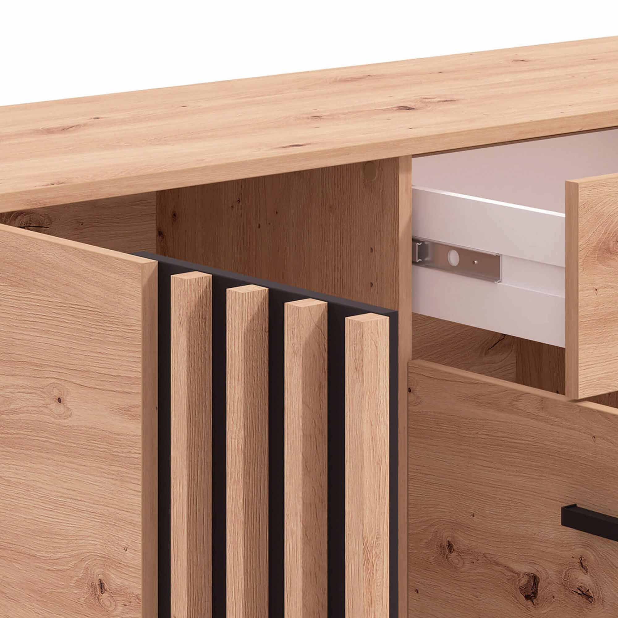 Aparador-LAVAL-com-3-portas-e-1-gaveta---Carvalho-Artesanato-e-Preto