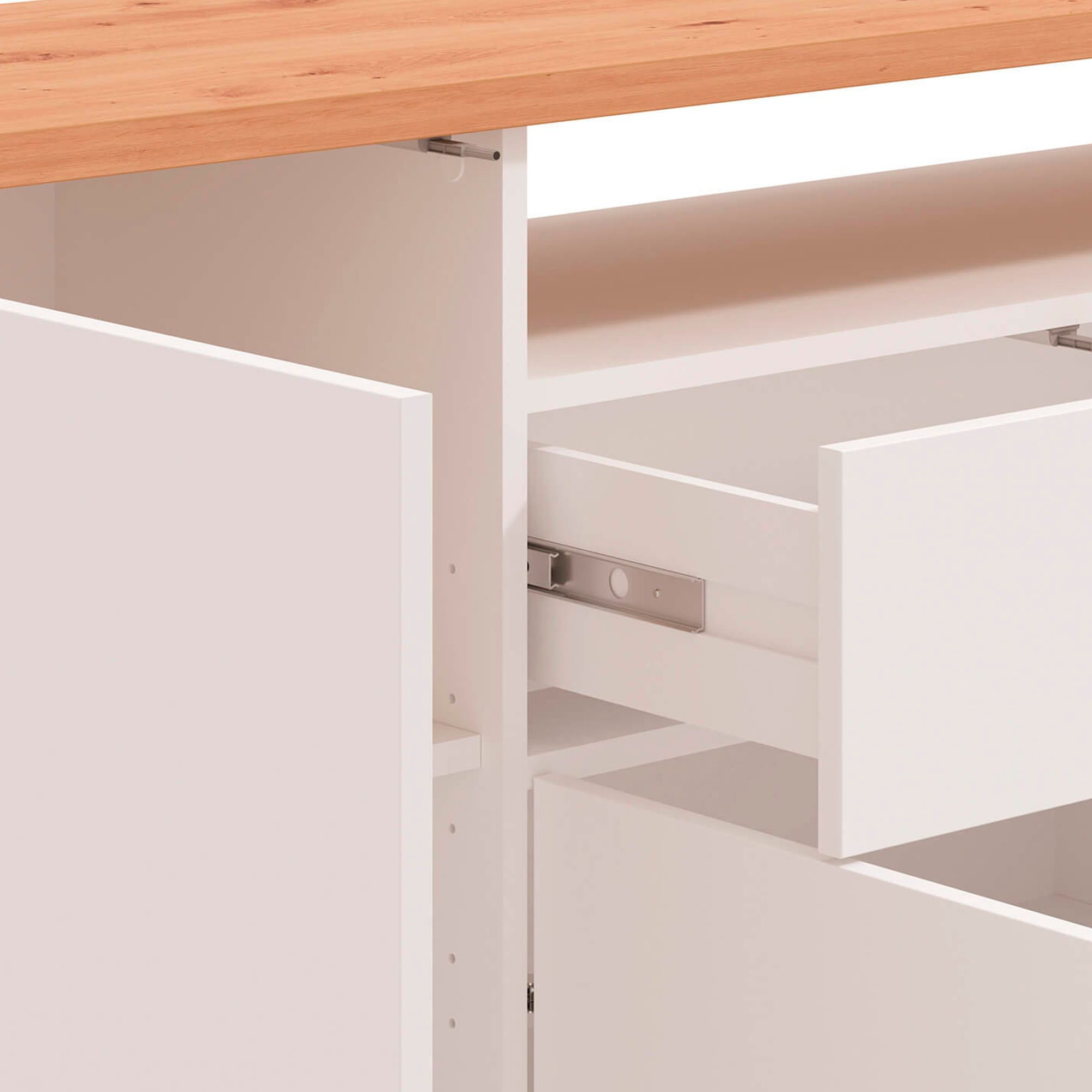 Aparador-ATERNO-com-4-portas-e-1-gaveta---Carvalho-Artesanato-e-Branco-Mate