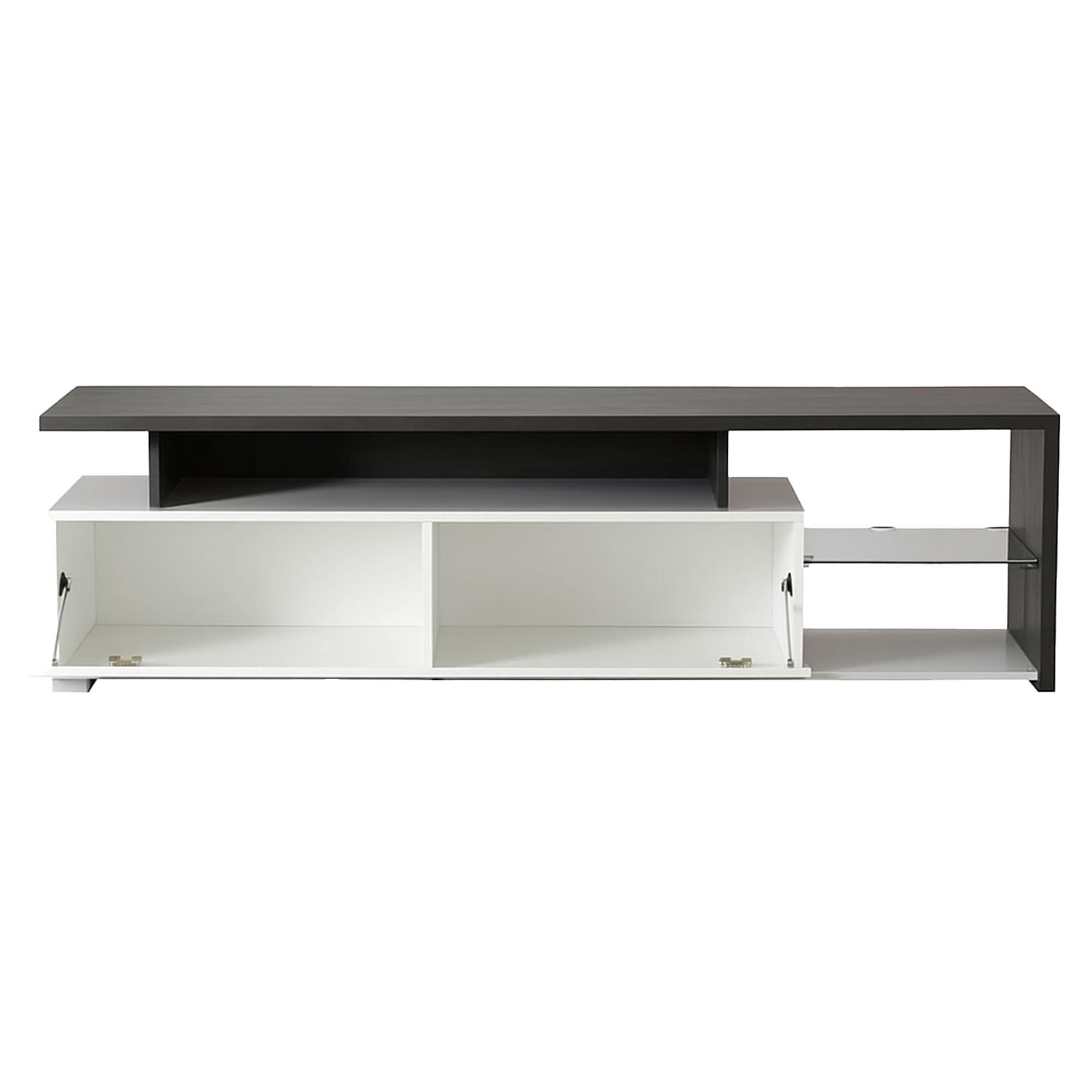 Movel-TV-ARCTIC---Branco-Brilho-e-Preto-Vulcano