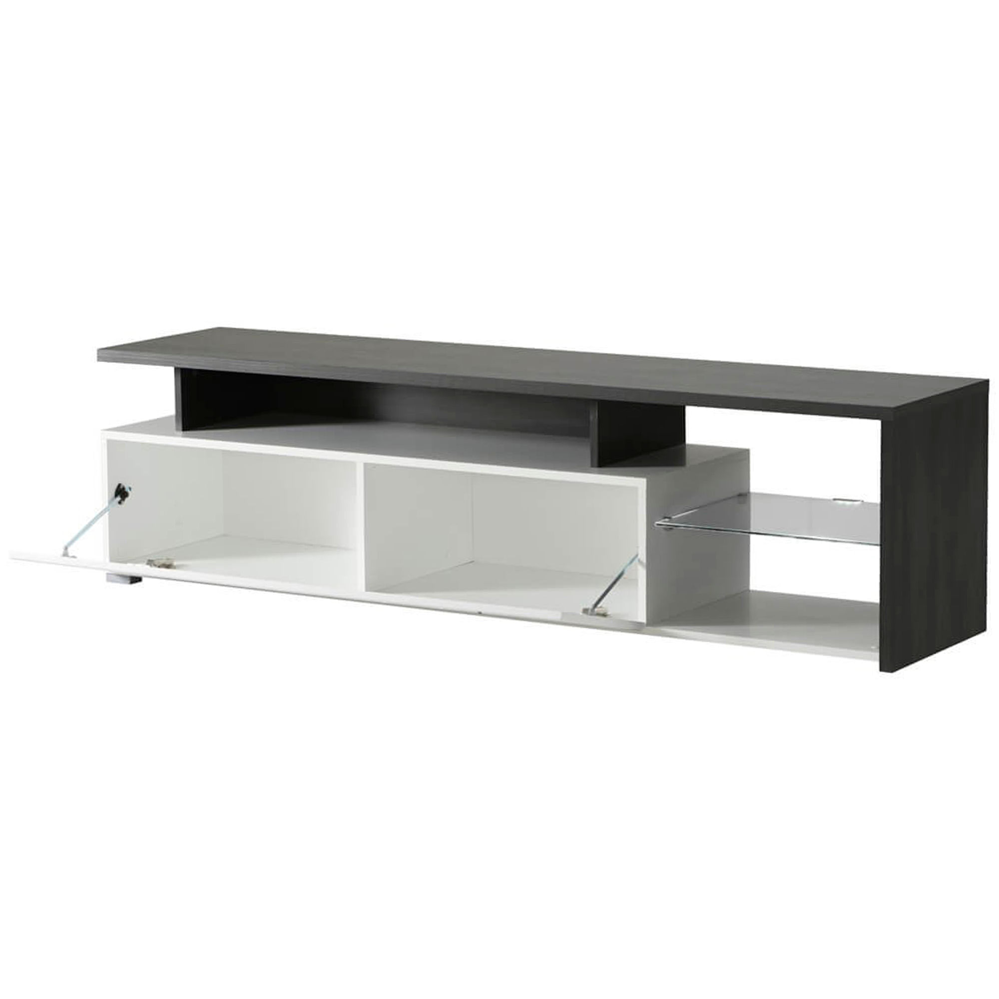 Movel-TV-ARCTIC---Branco-Brilho-e-Preto-Vulcano