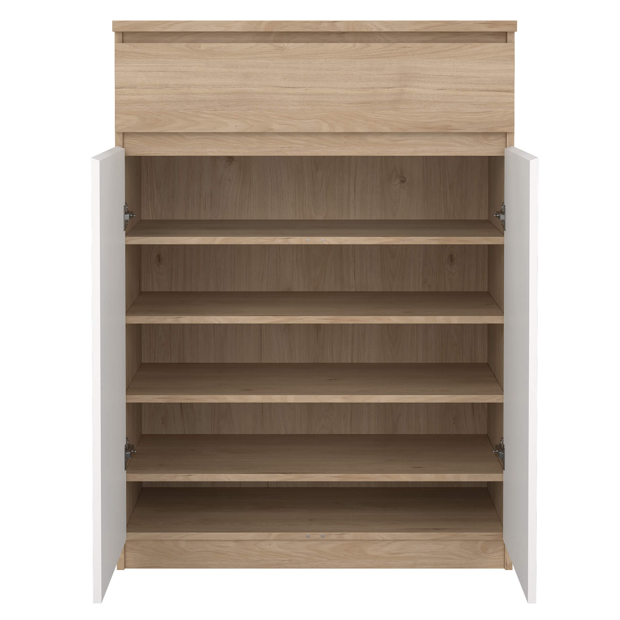 Sapateira-NEW-MATRIX-com-2-portas-e-1-gaveta---Carvalho-e-Branco