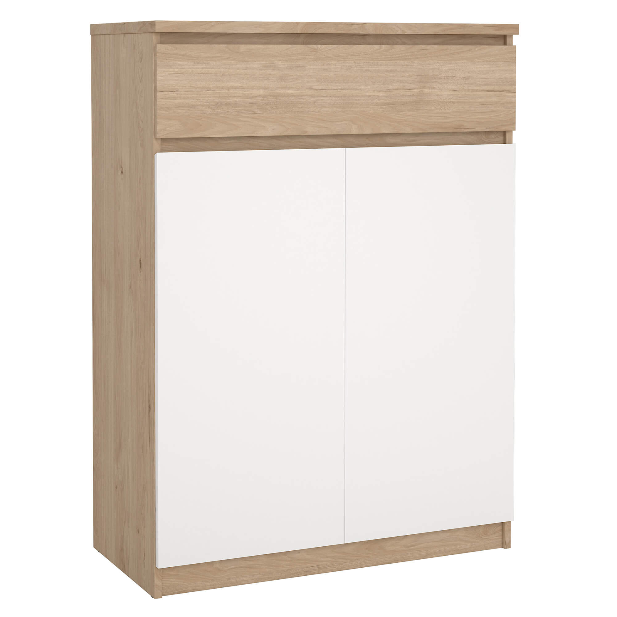 Sapateira-NEW-MATRIX-com-2-portas-e-1-gaveta---Carvalho-e-Branco