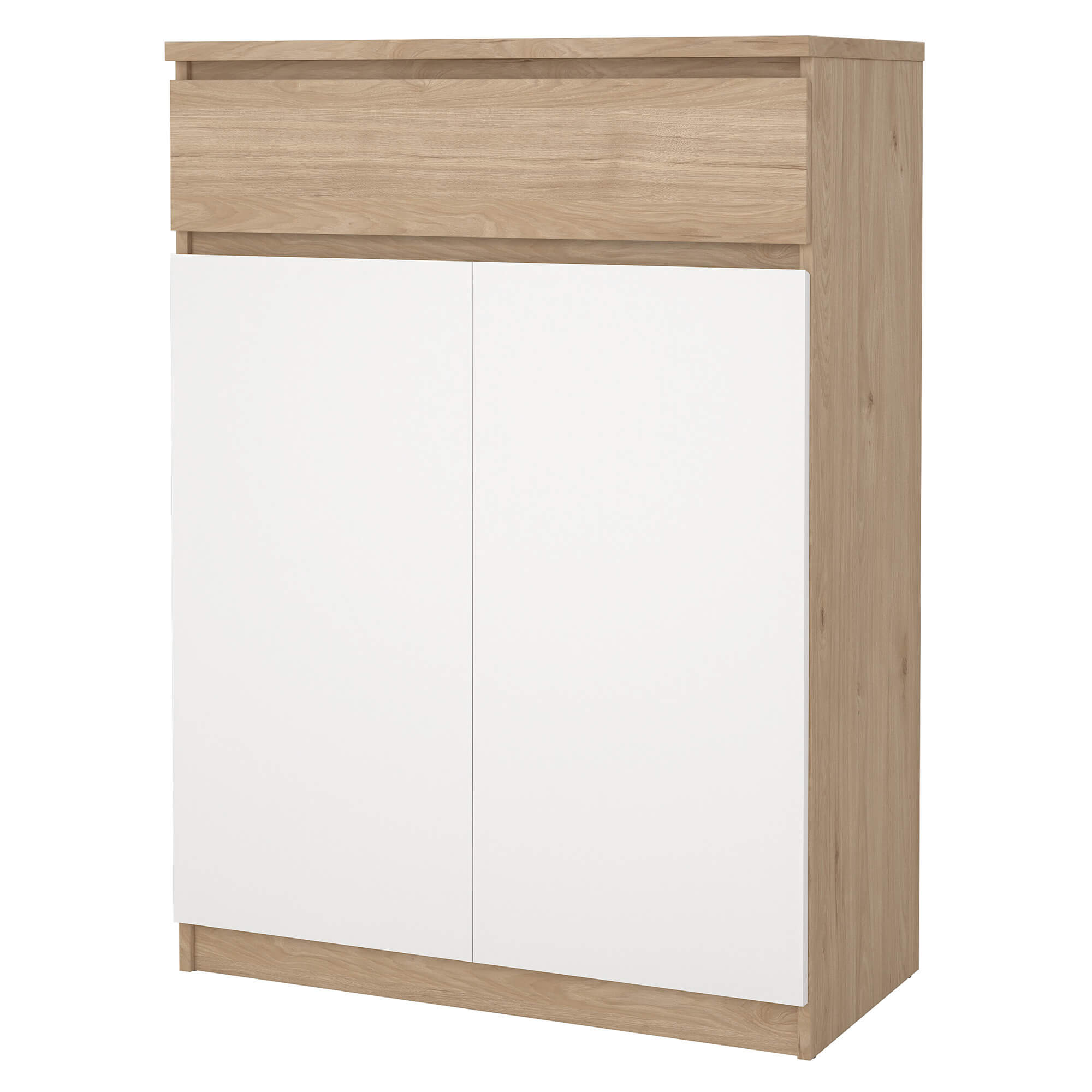 Sapateira-NEW-MATRIX-com-2-portas-e-1-gaveta---Carvalho-e-Branco