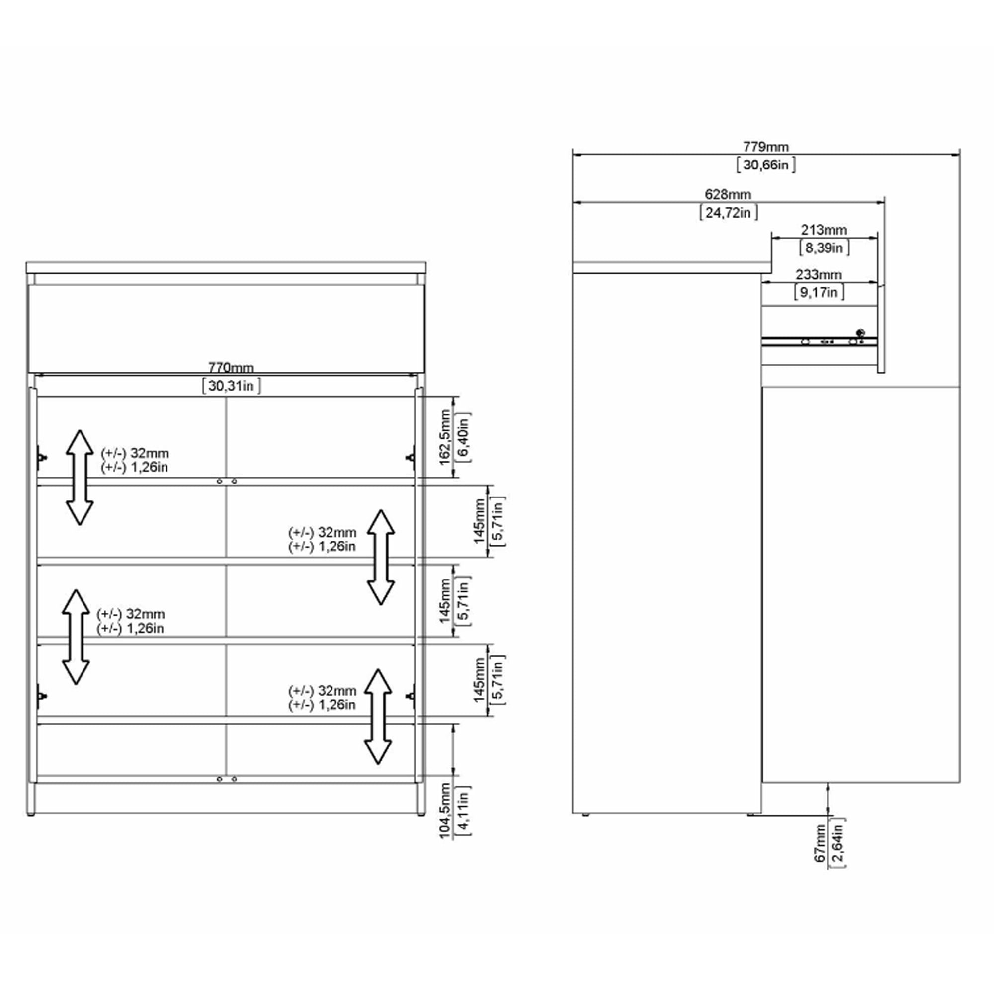 Sapateira-NEW-MATRIX-com-2-portas-e-1-gaveta---Carvalho-e-Branco