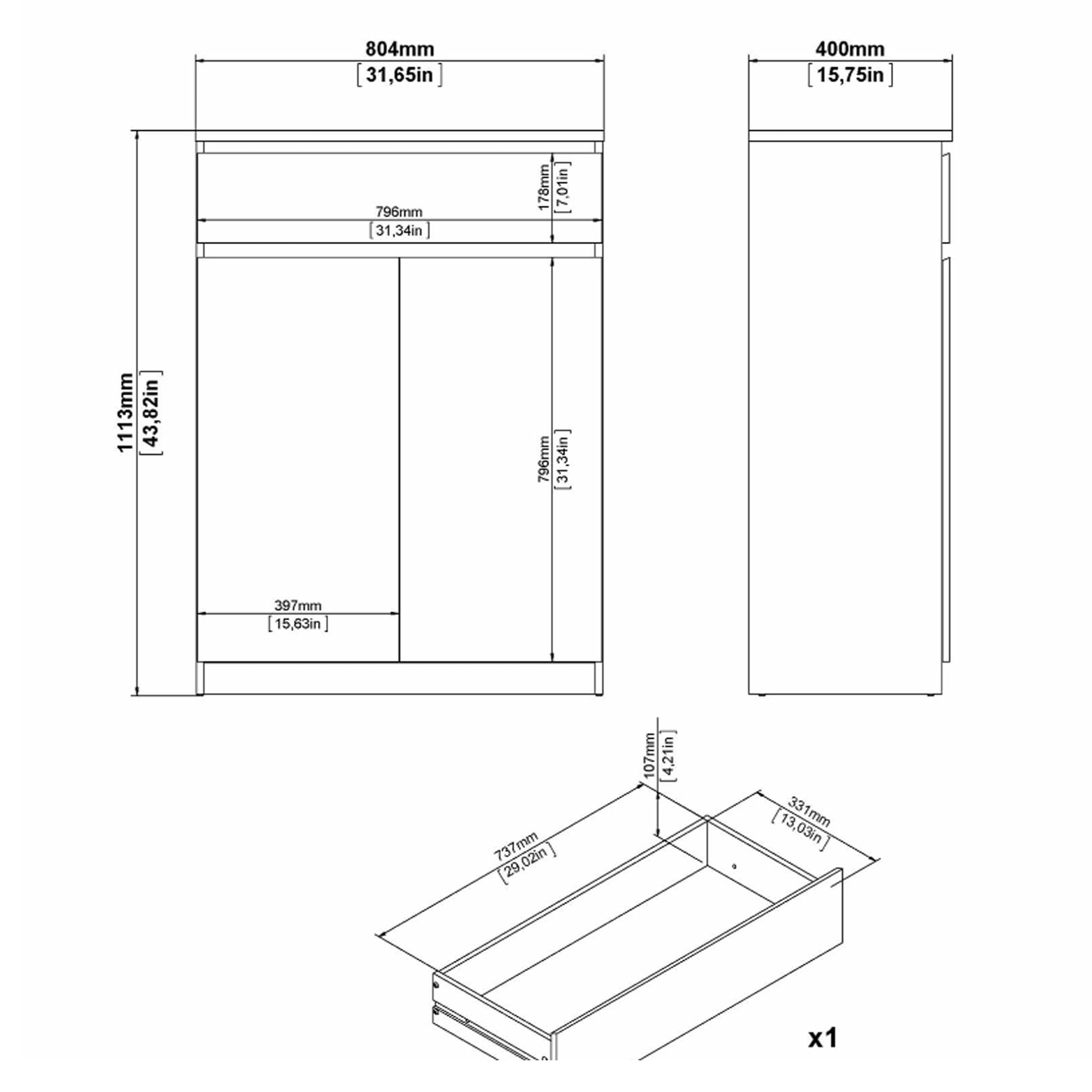 Sapateira-NEW-MATRIX-com-2-portas-e-1-gaveta---Carvalho-e-Branco