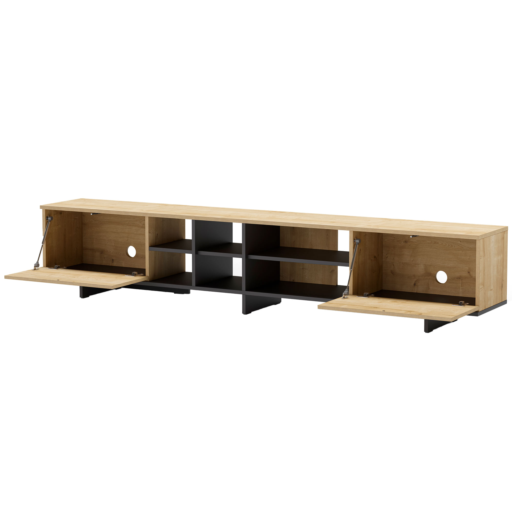 Movel-TV-CEQUOIA--230cm----Carvalho-Artesanato-e-Antracite