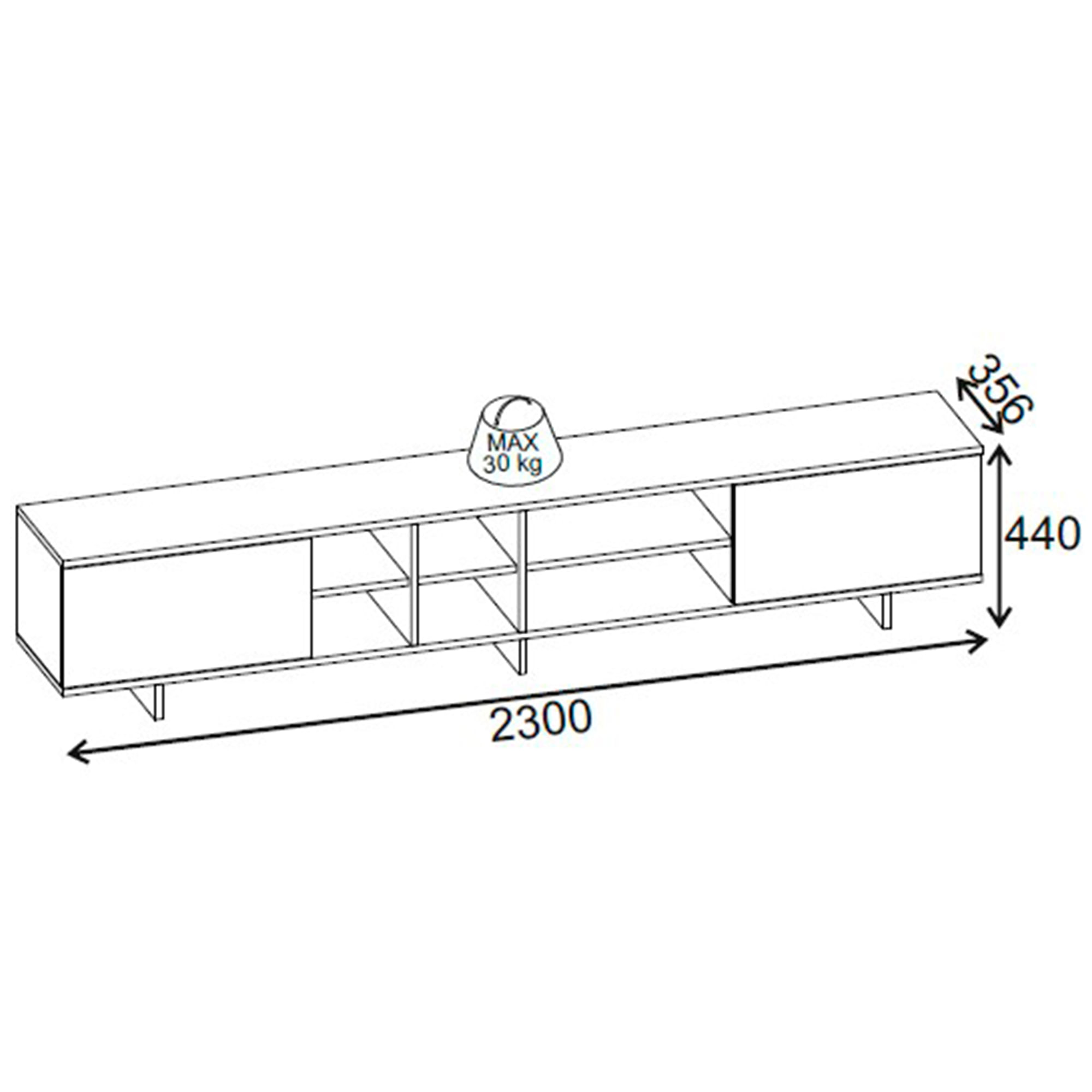 Movel-TV-CEQUOIA--230cm----Carvalho-Artesanato-e-Antracite