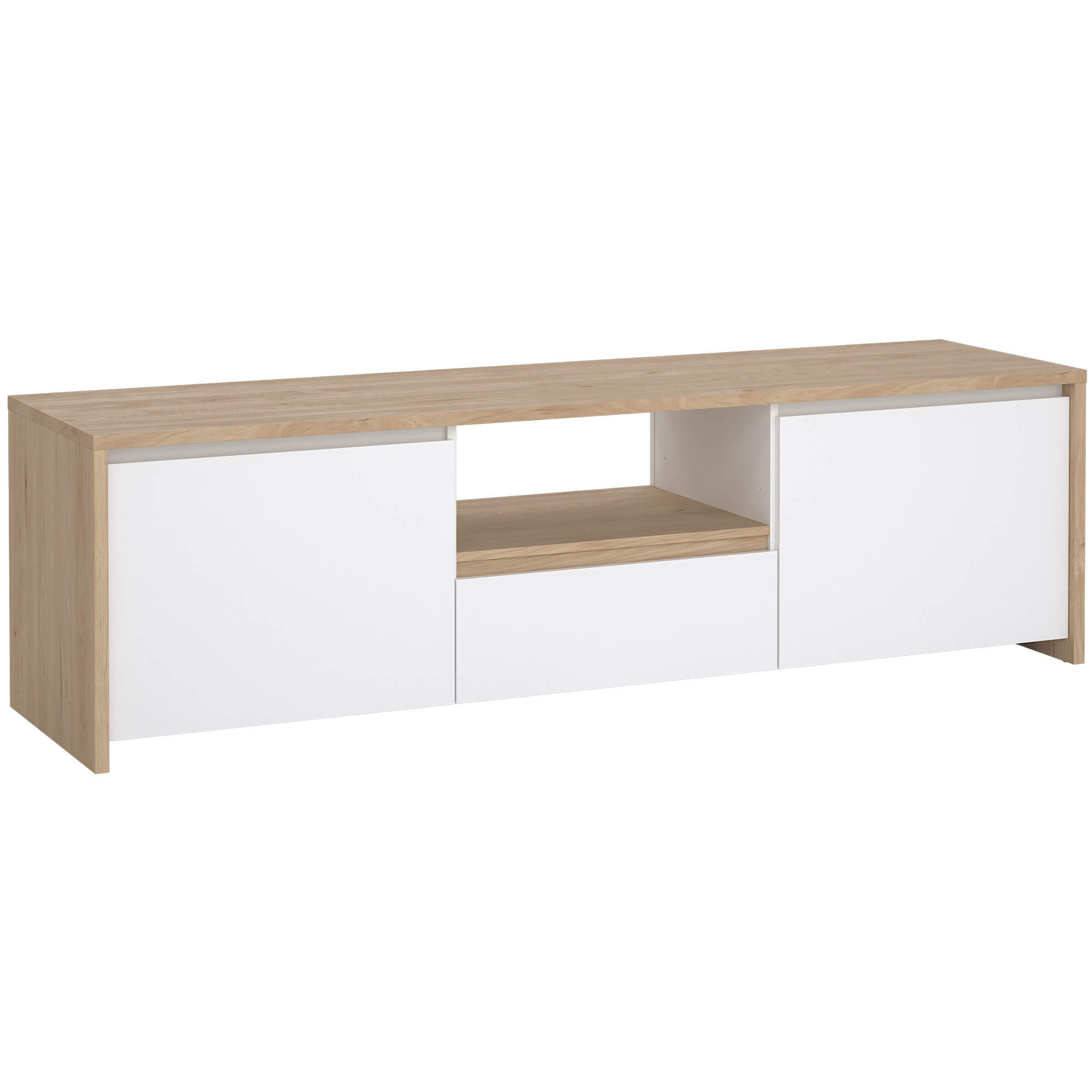 Movel-TV-NEXT-com-2-portas-e-1-gaveta---Carvalho-e-Branco-Brilho