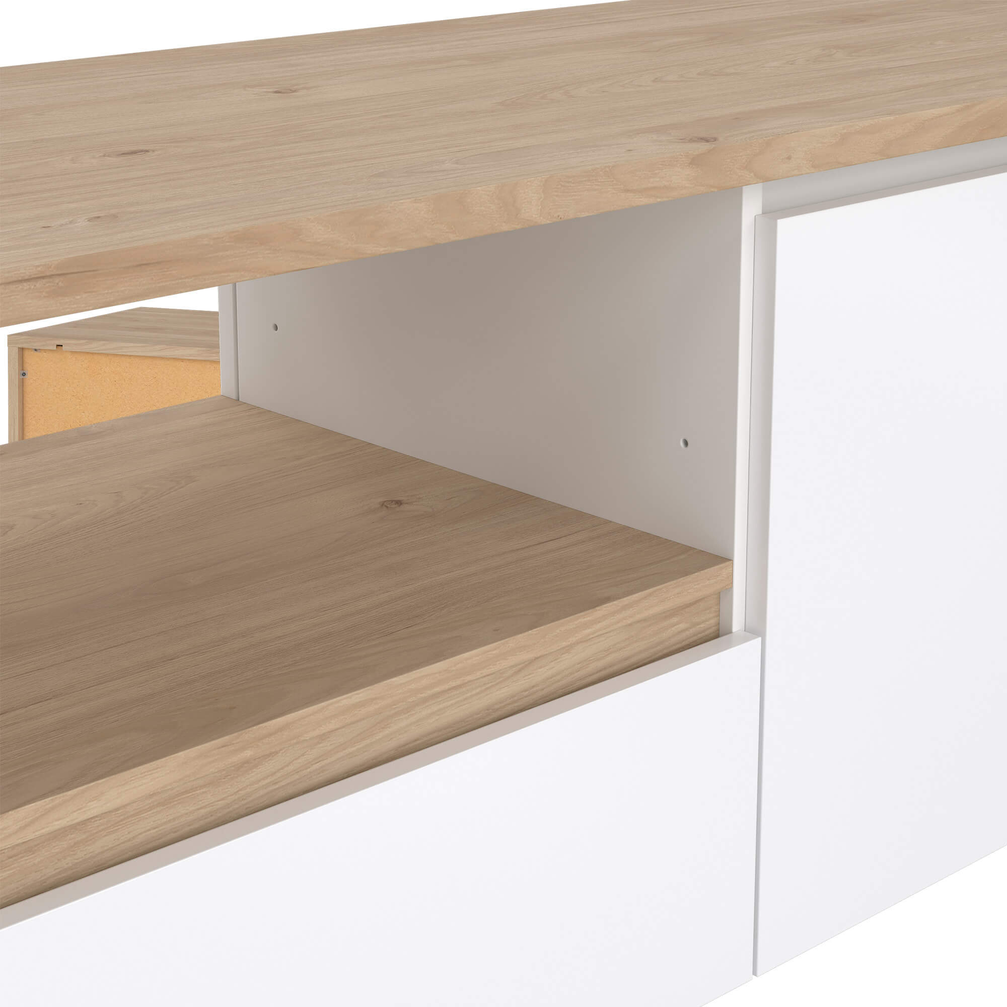 Movel-TV-NEXT-com-2-portas-e-1-gaveta---Carvalho-e-Branco-Brilho