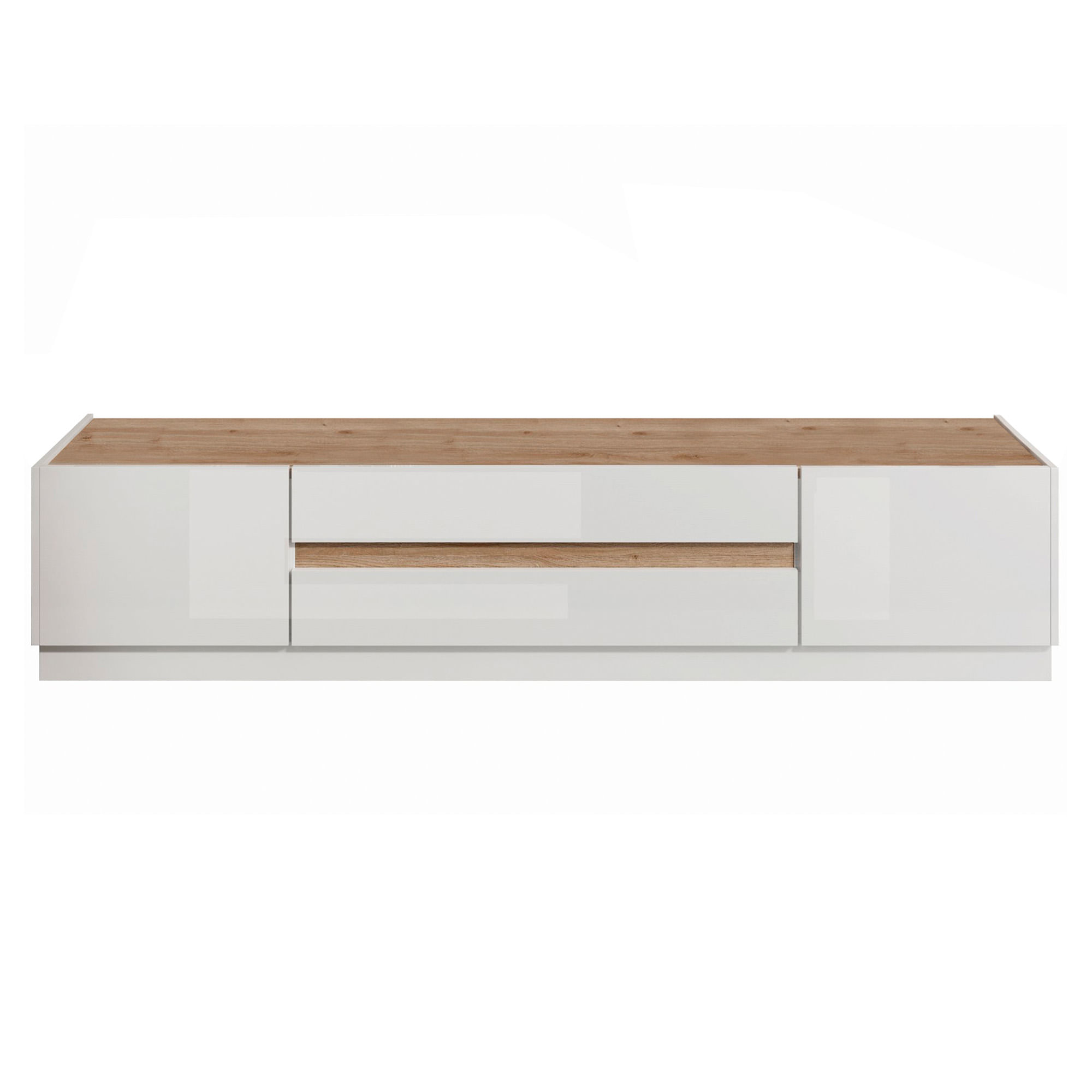 Movel-TV-FANTASY-com-2-portas-e-2-gavetas---Branco-e-Carvalho