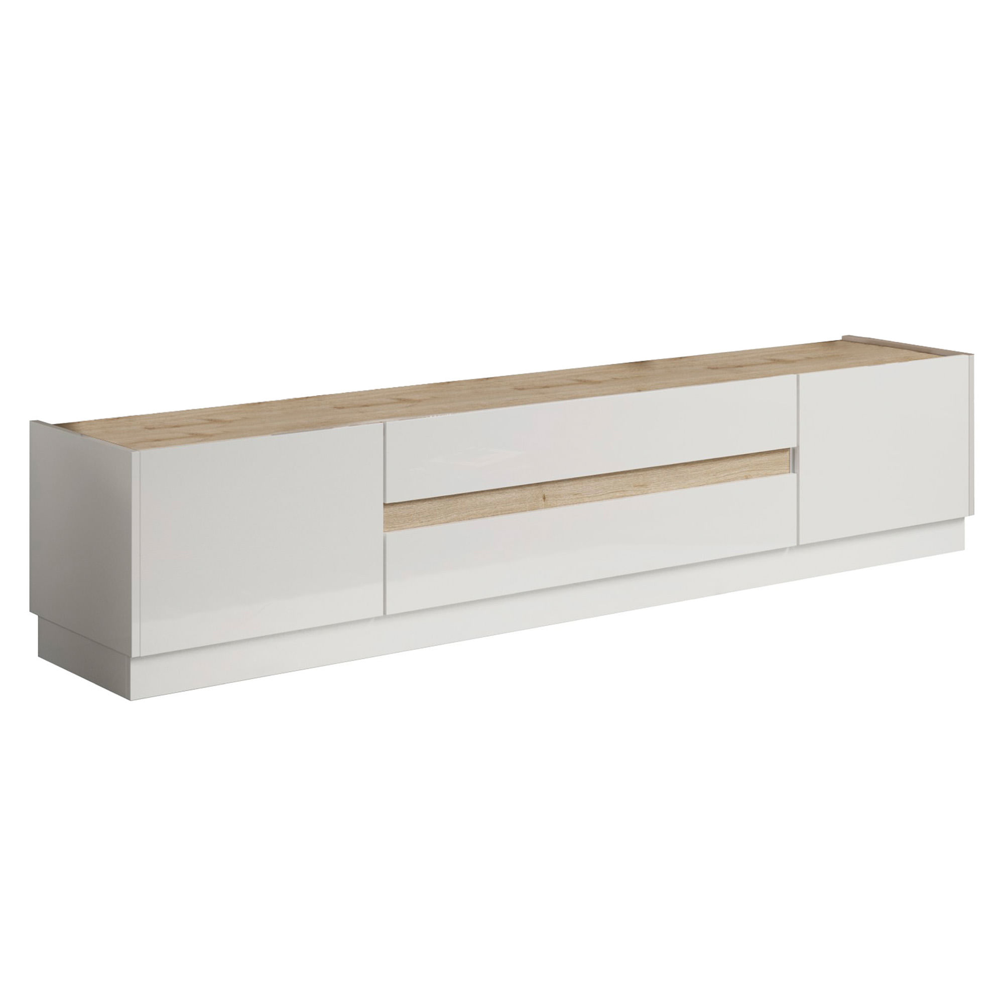 Movel-TV-FANTASY-com-2-portas-e-2-gavetas---Branco-e-Carvalho