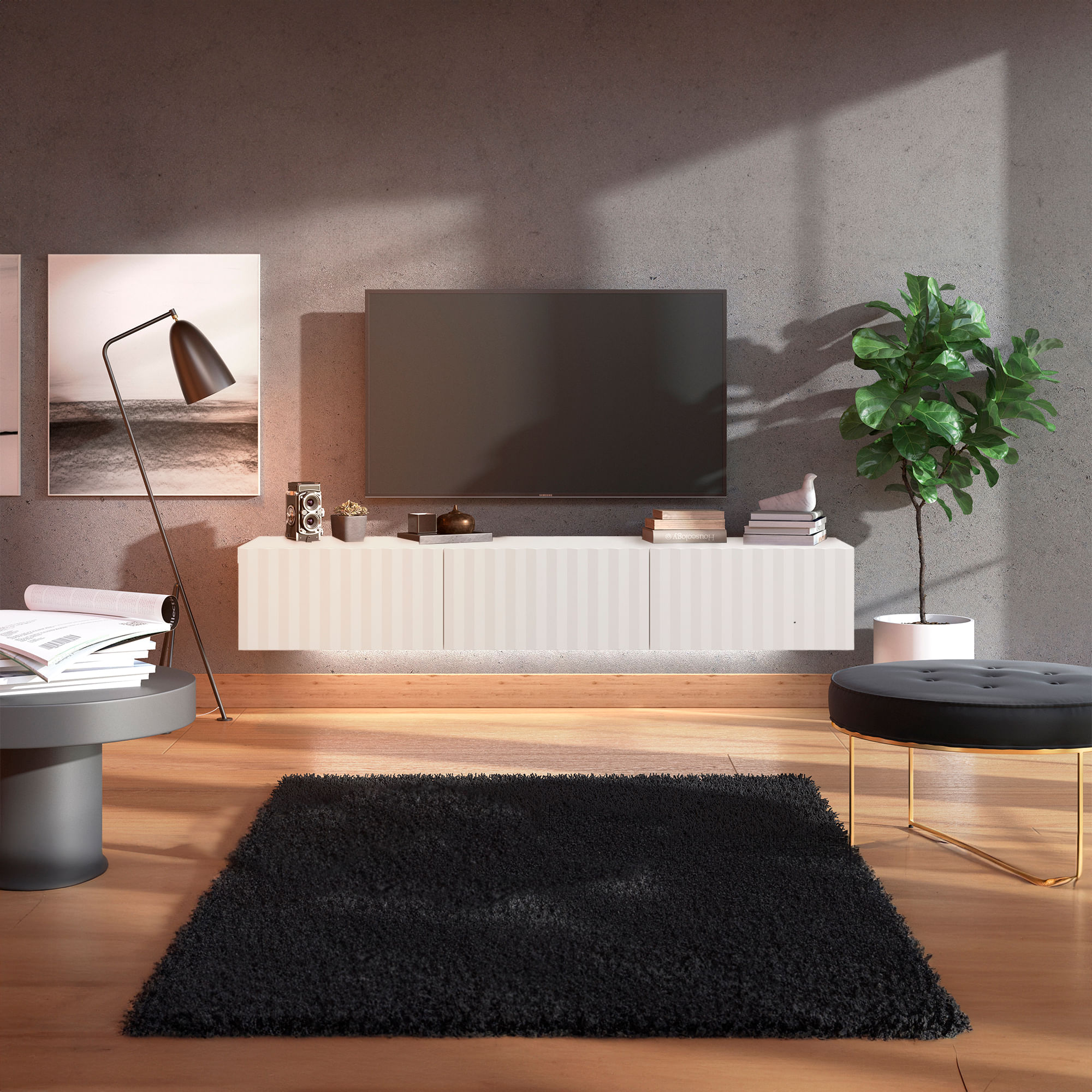Movel-TV-suspenso-ANTIBES-com-3-portas---Branco-Mate