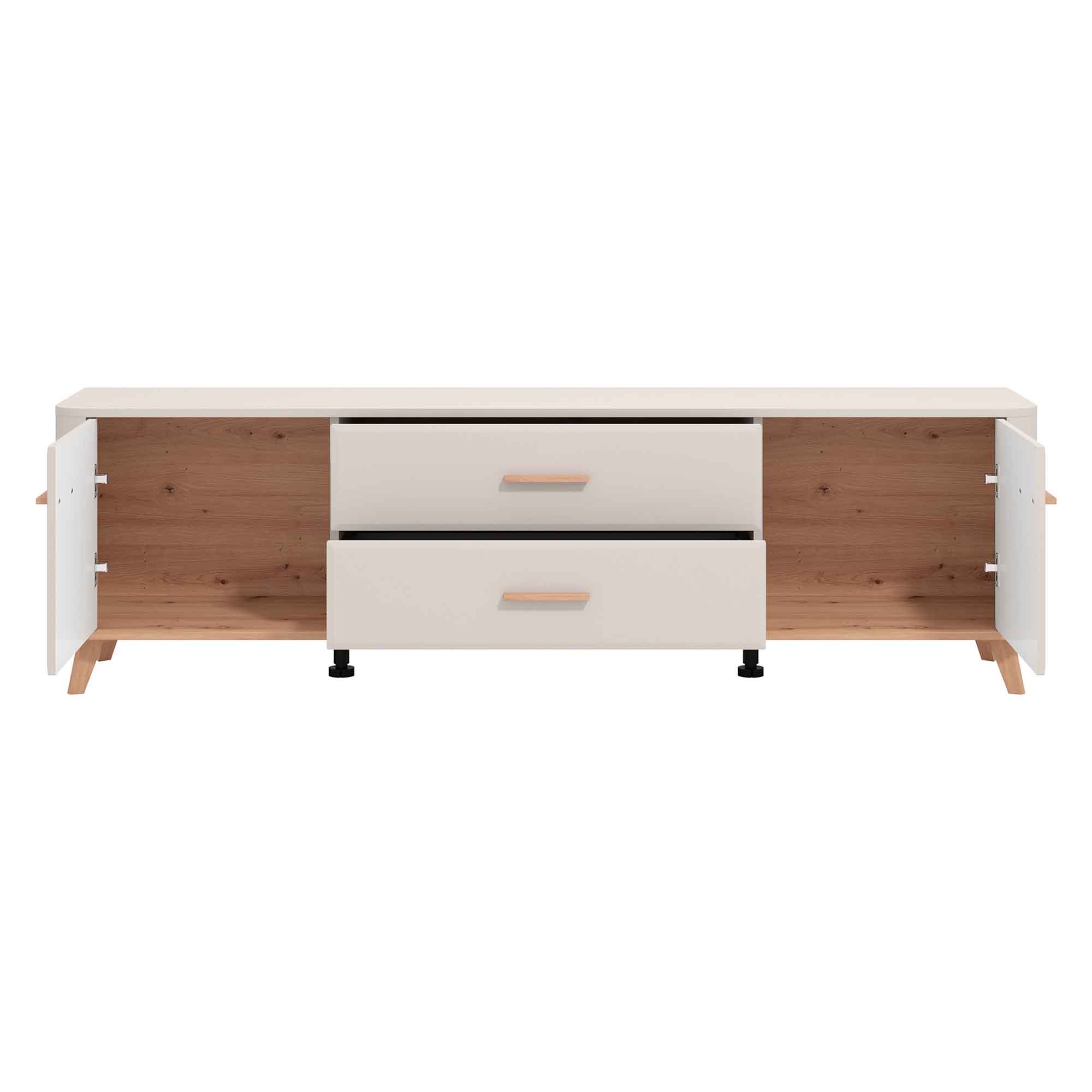 Movel-TV-DARWEN-com-2-portas-e-2-gavetas---Carvalho-Artesanato-e-Caxemira