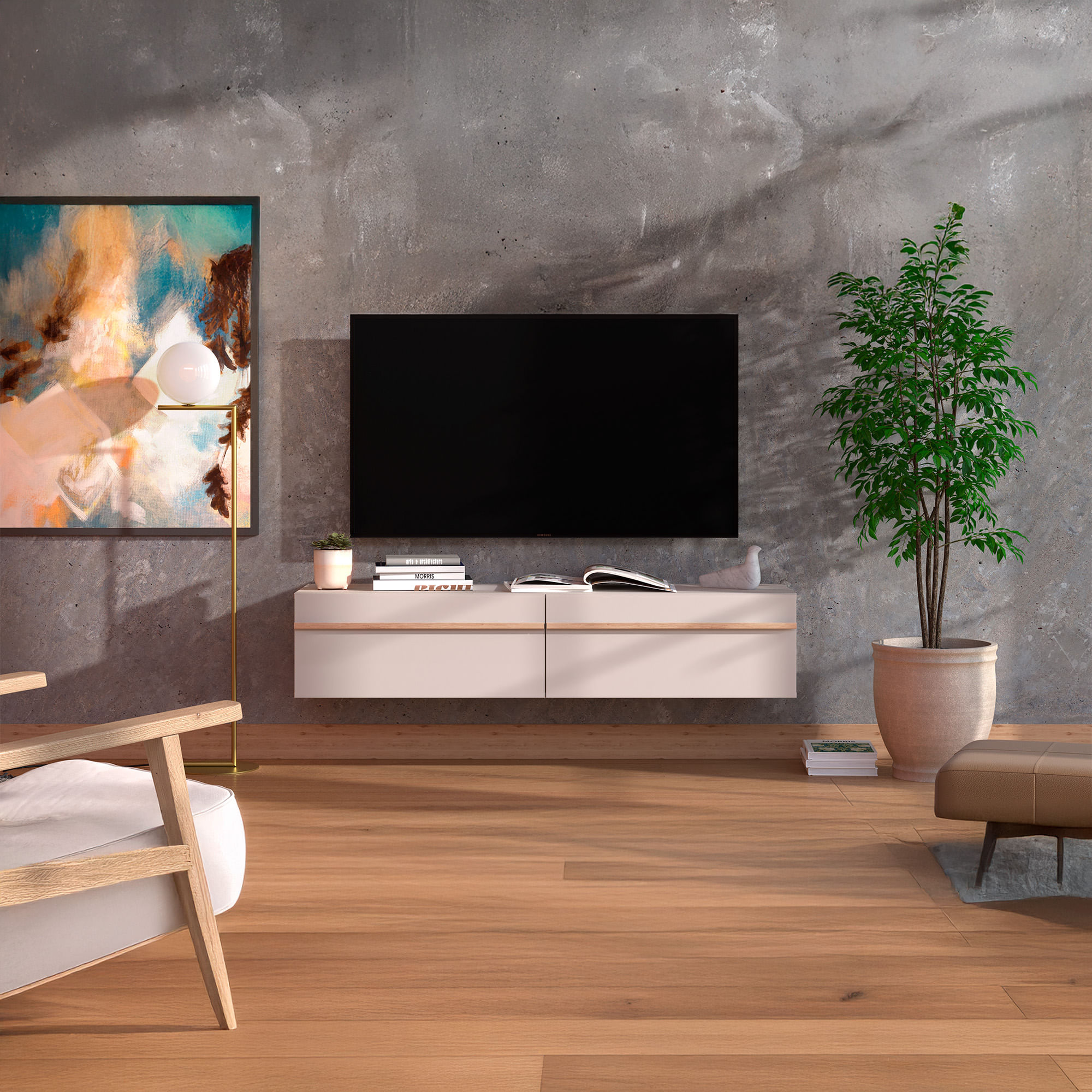 Movel-TV-suspenso-ARLES-l-com-2-portas---Carvalho-Artesanato-e-Caxemira-155-cm