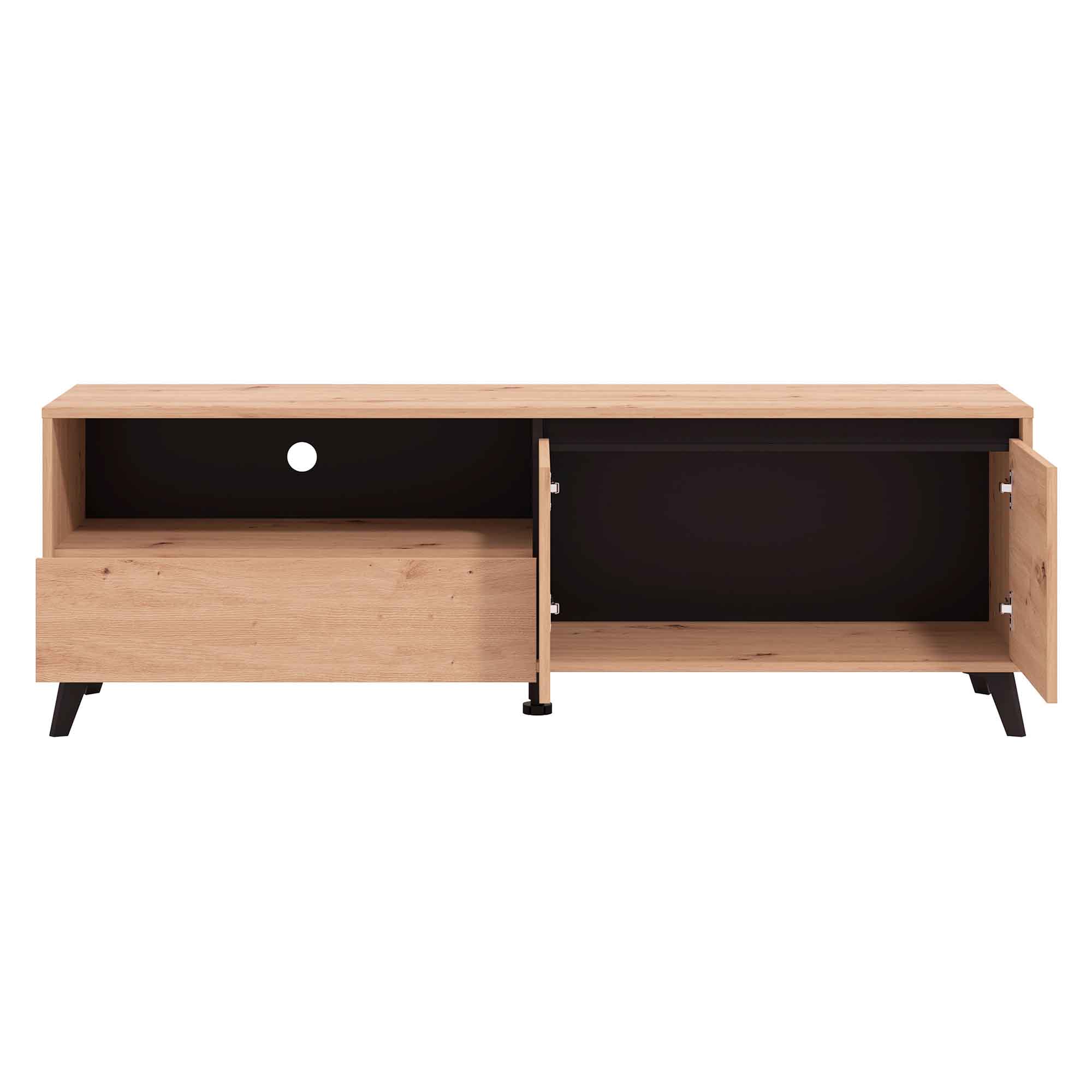 Movel-TV-STIRLING-com-2-portas---Carvalho-Artesanato-e-Preto