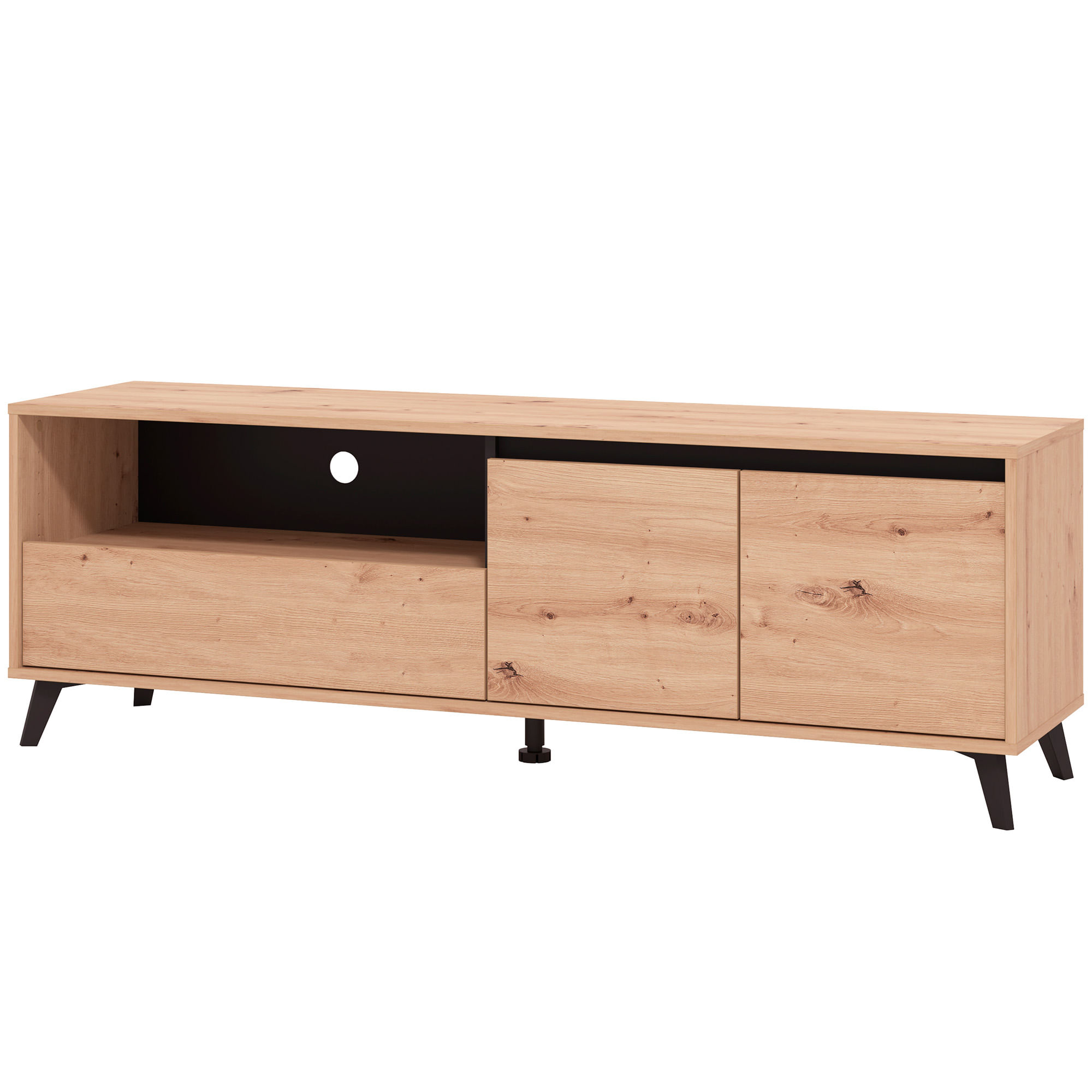 Movel-TV-STIRLING-com-2-portas---Carvalho-Artesanato-e-Preto