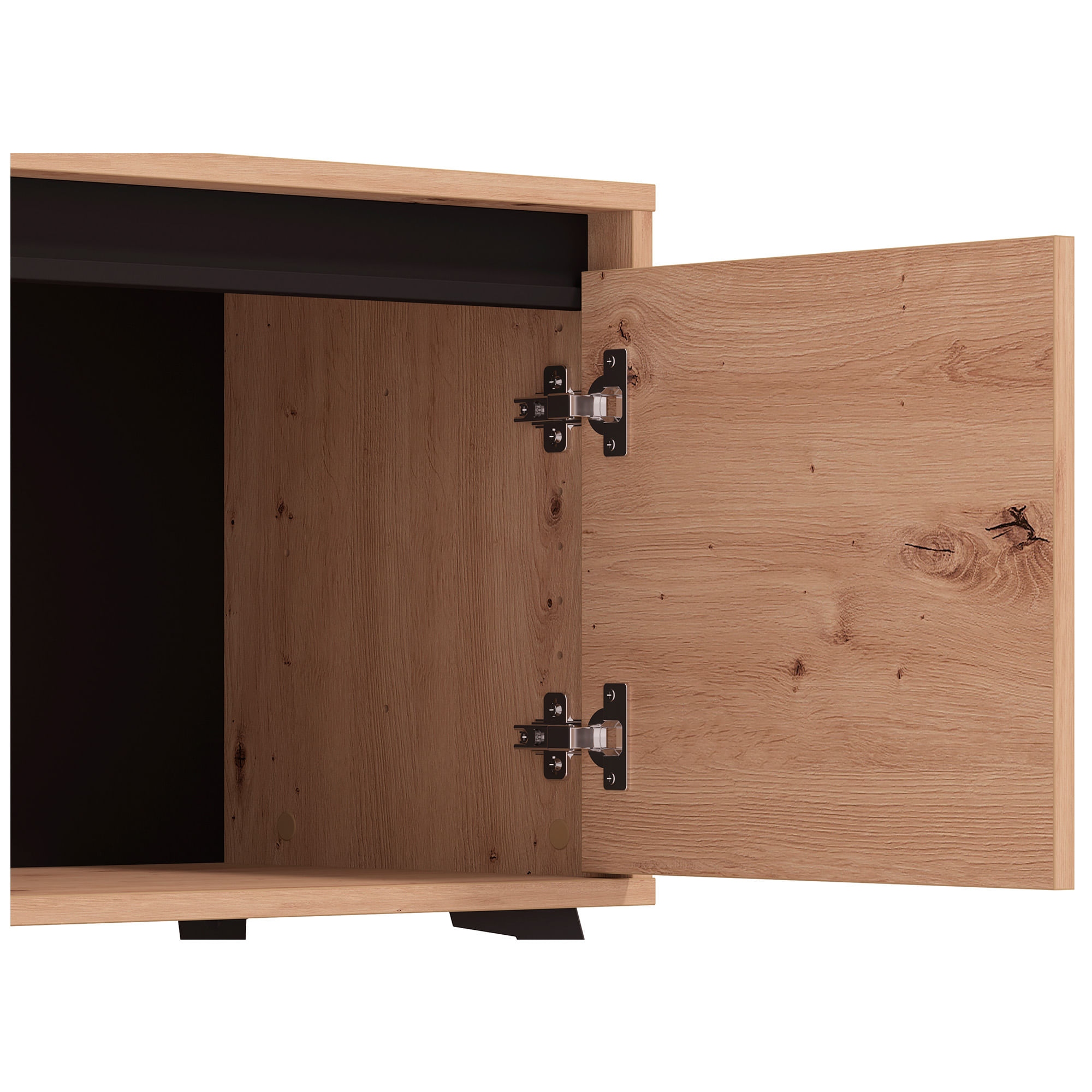 Movel-TV-STIRLING-com-2-portas---Carvalho-Artesanato-e-Preto