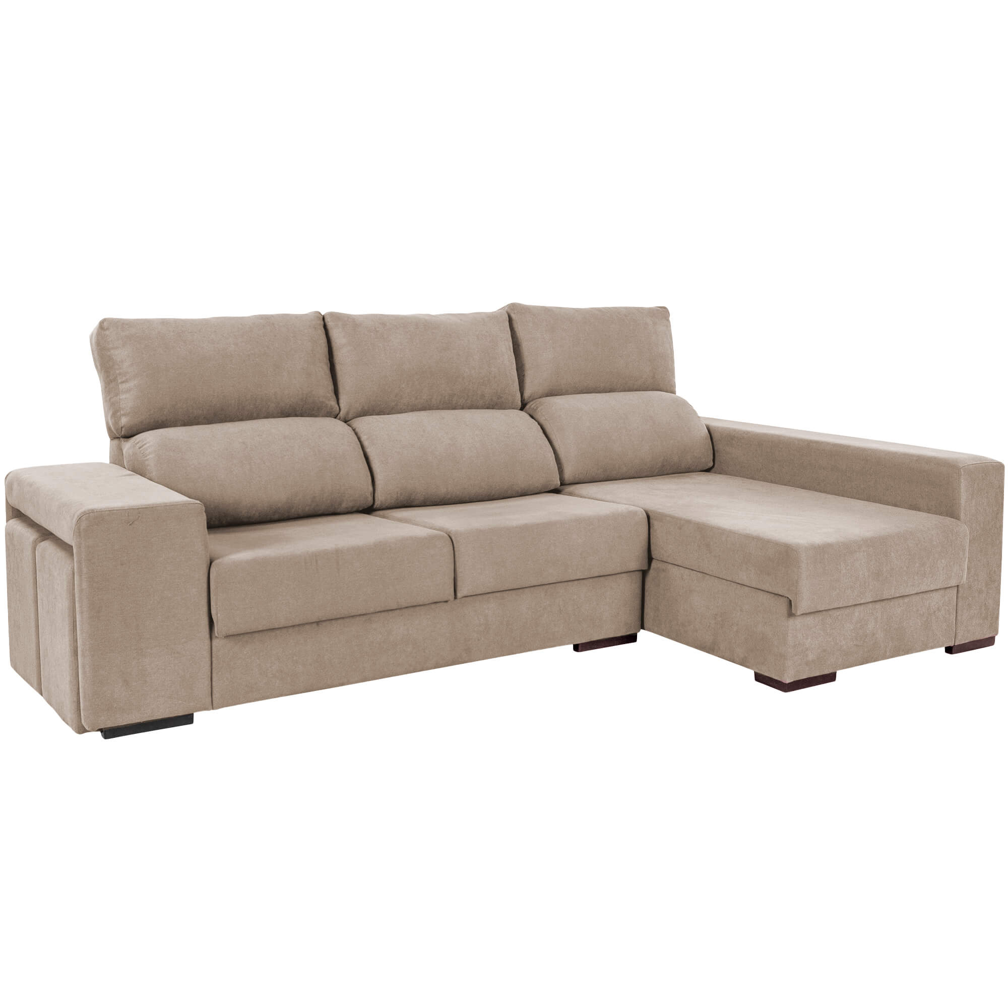Sofa-chaise-longue-MARBELLA-com-bau-e-puffs---Direita---Bege