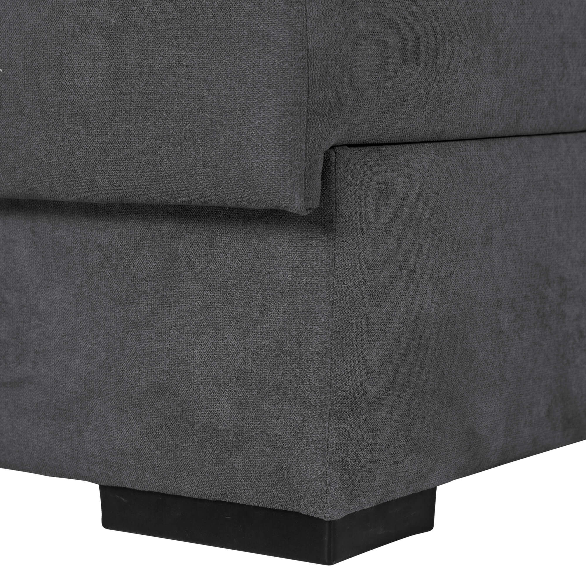 Sofa-chaise-longue-MARBELLA-com-bau-e-puffs---Direita---Cinzento-Escuro