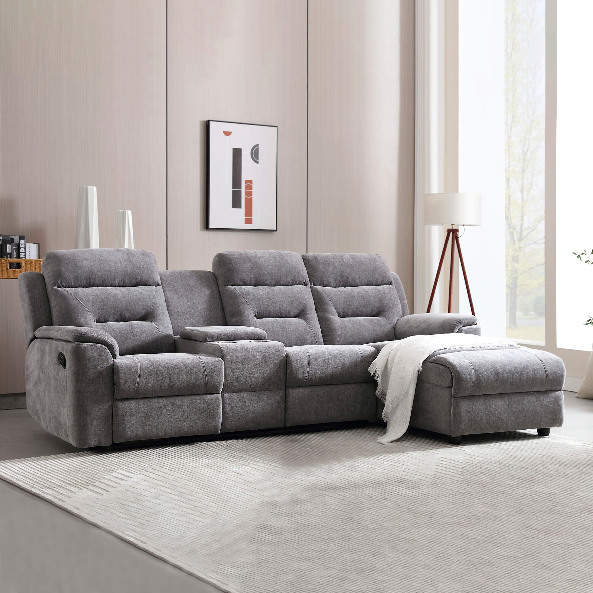 Sofa-chaise-longue-NAMIE-relax-manual-Direita---Cinzento
