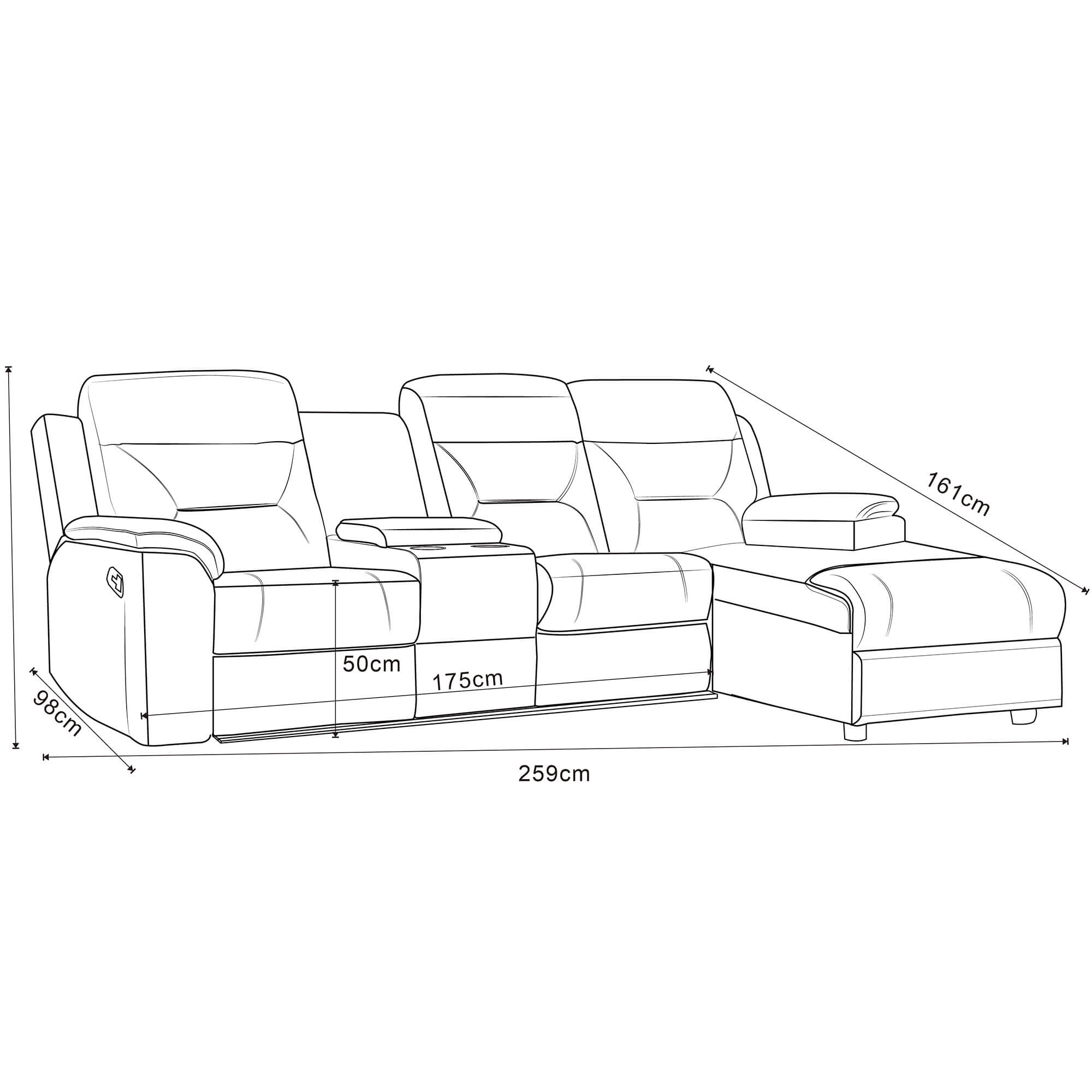 Sofa-chaise-longue-NAMIE-relax-manual-Direita---Cinzento