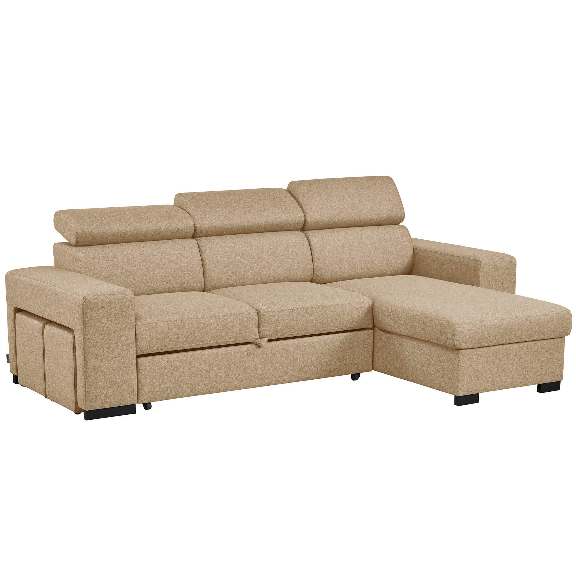 Sofa-chaise-longue-reversivel-JORDAN-II-com-cama-bau-e-puffs-Bege---Reversivel