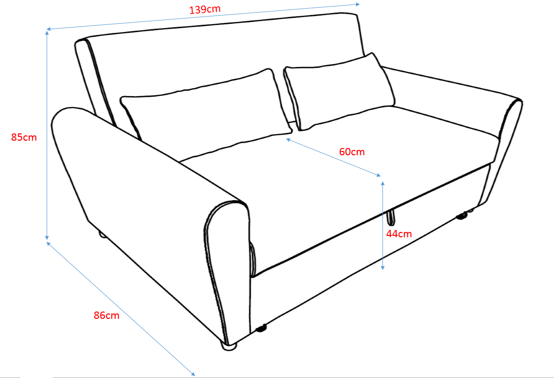 Sofa-2-lugares-KAM-com-cama-Cinzento
