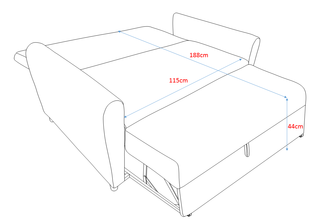 Sofa-2-lugares-KAM-com-cama-Cinzento