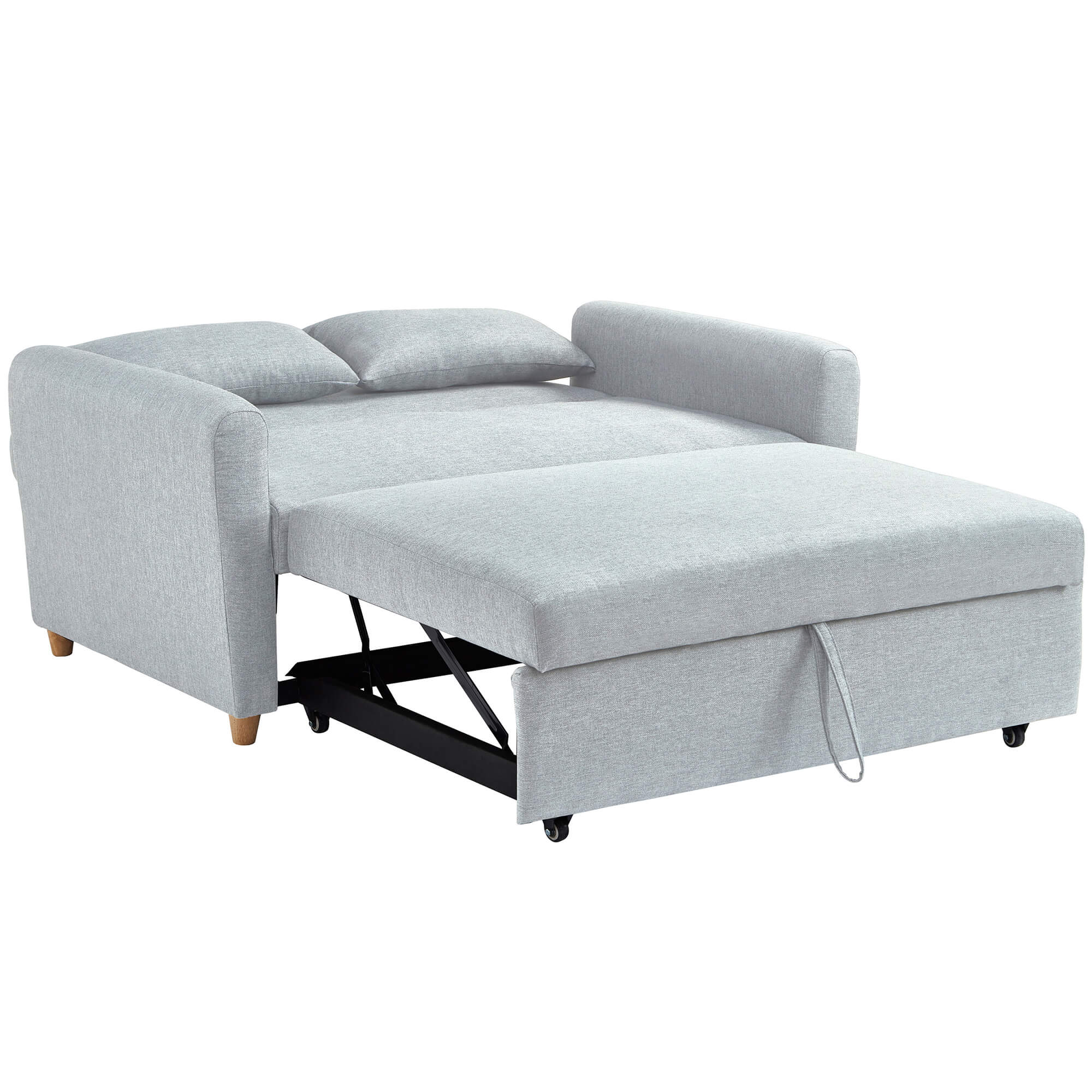 Sofa-2-lugares-KAM-com-cama-Cinzento-Claro
