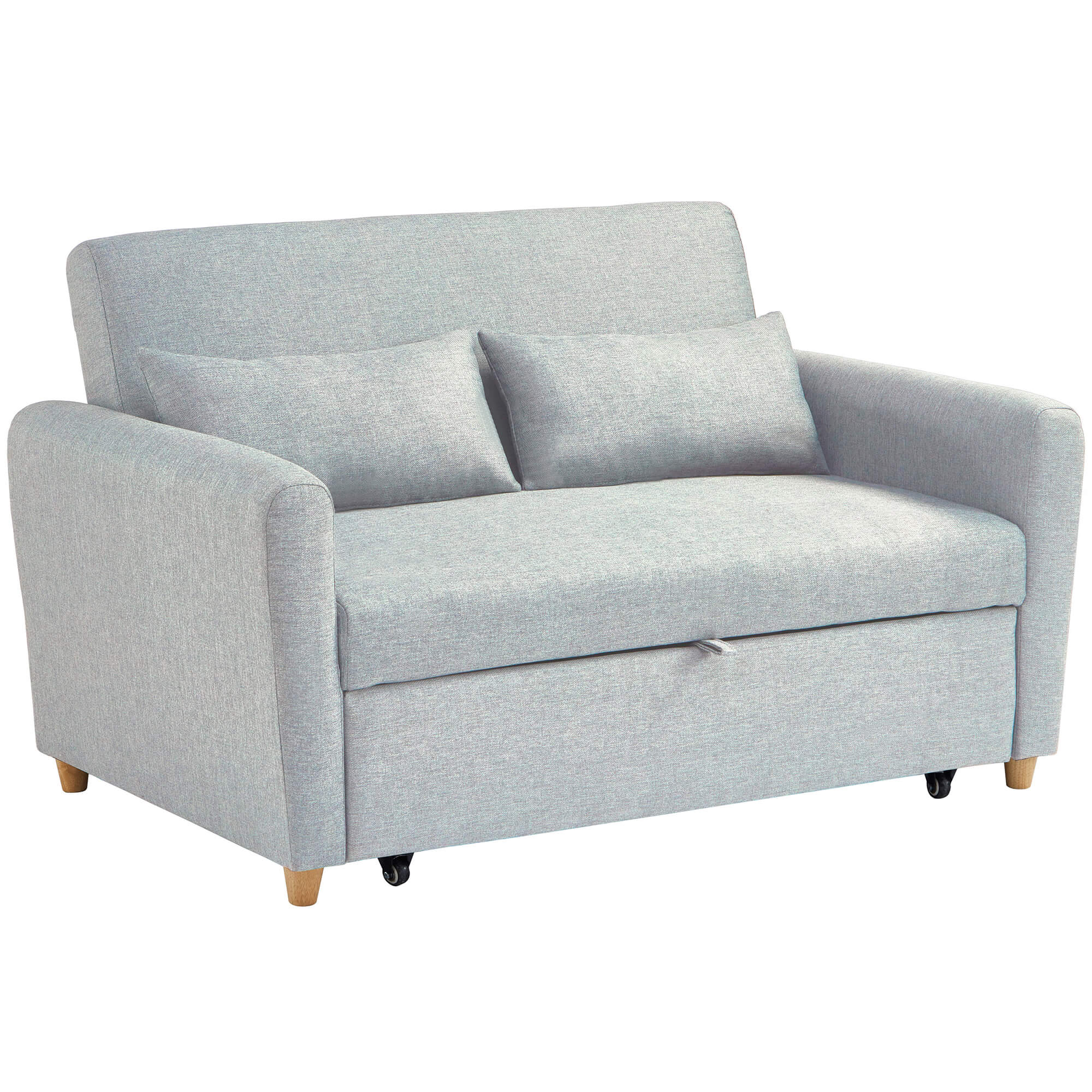 Sofa-2-lugares-KAM-com-cama-Cinzento-Claro