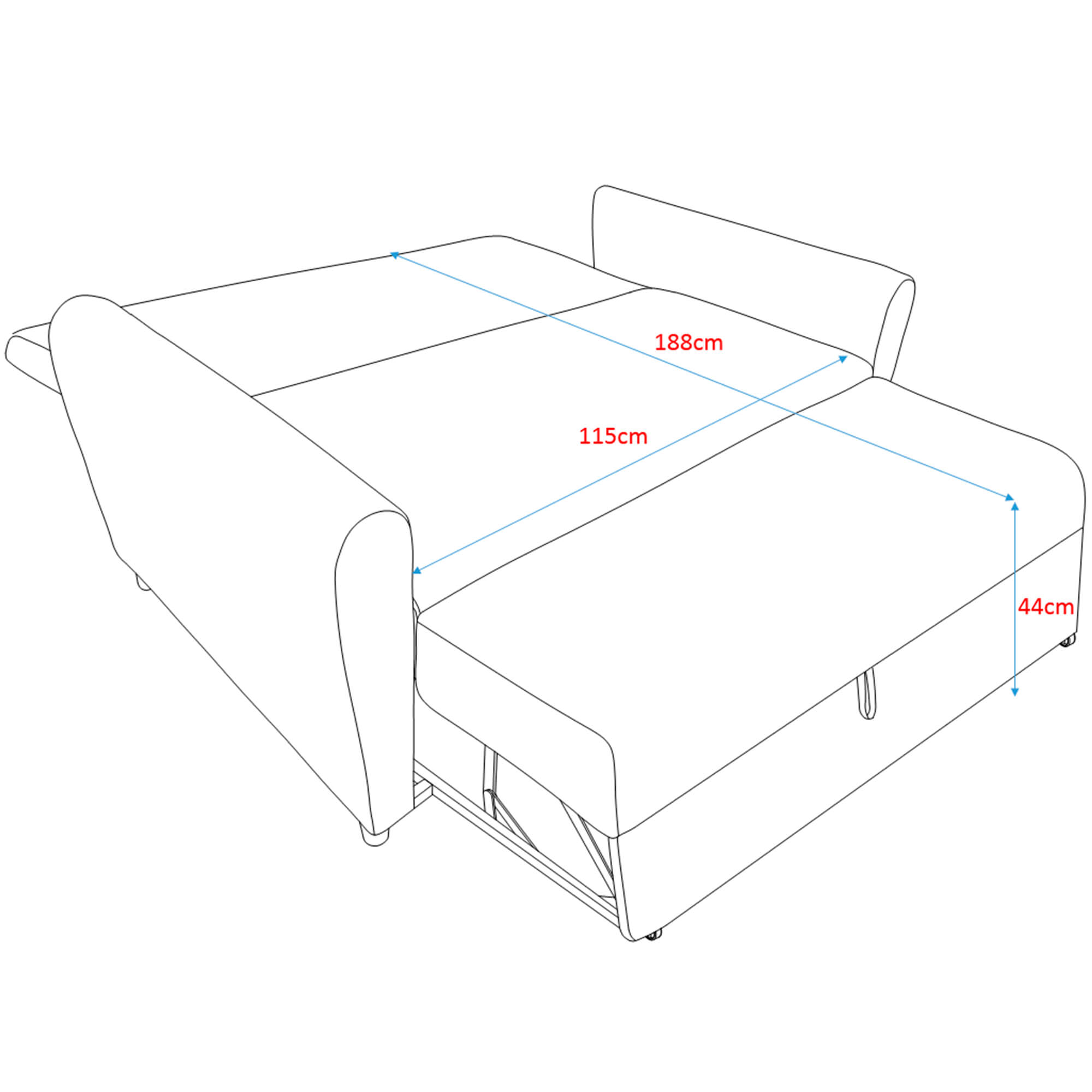 Sofa-2-lugares-KAM-com-cama-Cinzento-Claro