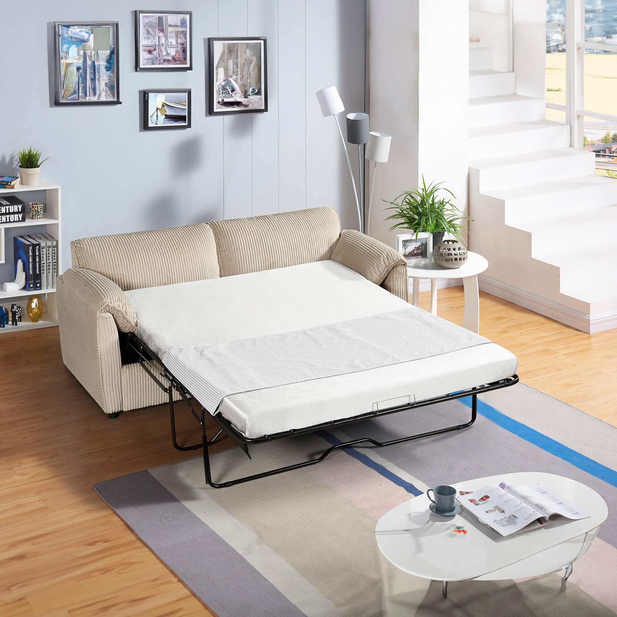 Sofa-de-3-lugares-BUDDY-com-cama-Bege