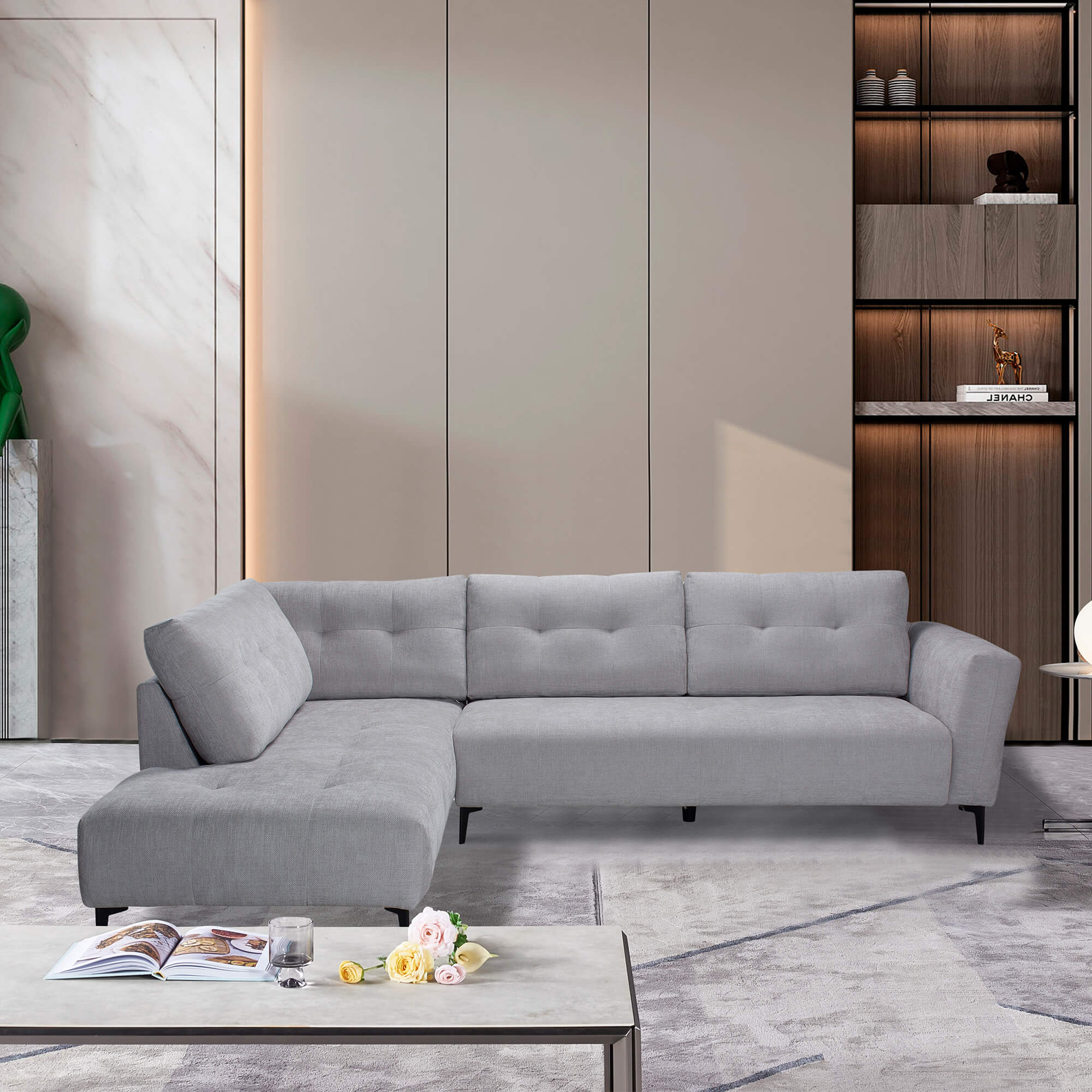 Sofa-de-canto-ARABELLA-Cinzento-Claro---Esquerda