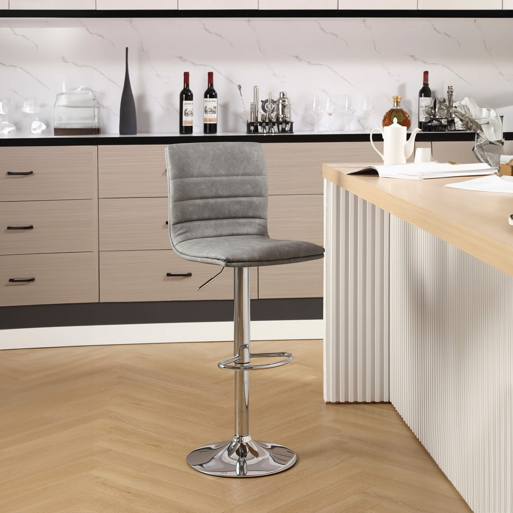 Pack-2-bancos-altos-giratorios-TOMMY-Cinzento-Claro--Pele-Sintetica-