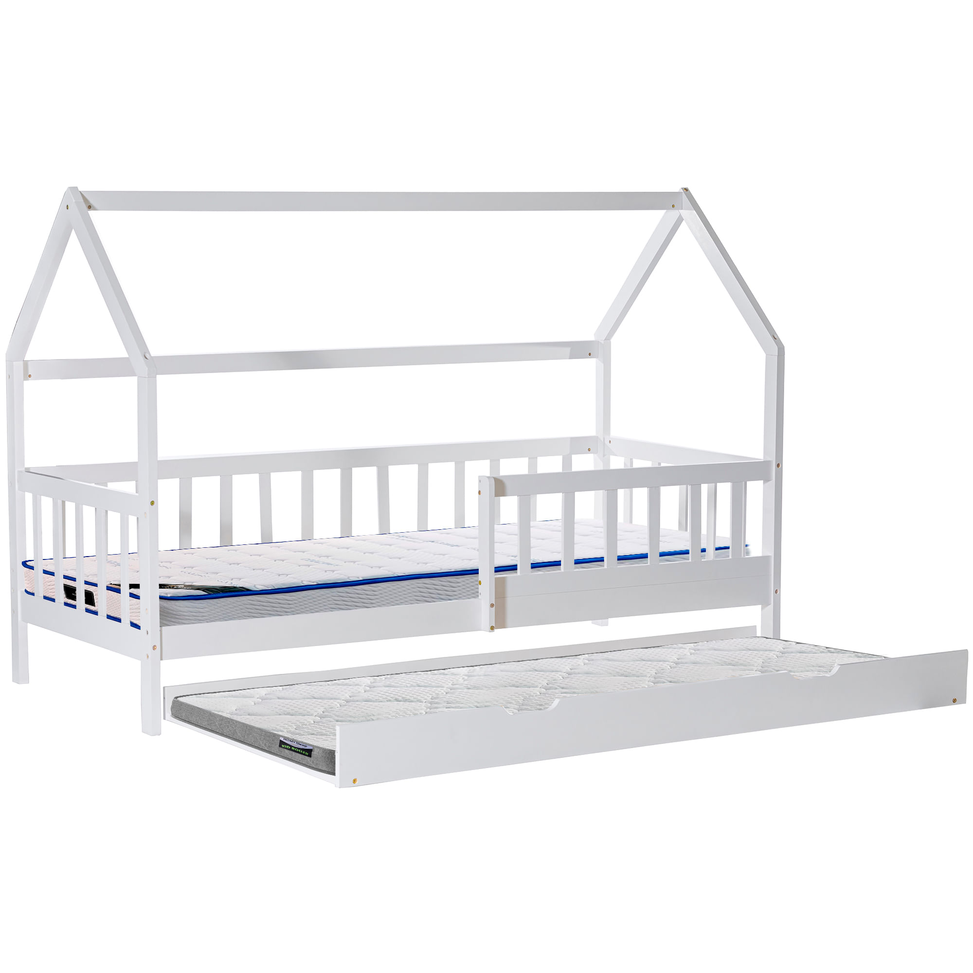 Pack-cama-dupla-LA-BELLE---Colchao-SPRING-ROLLER---Colchao-KID-ROLLER---Branco