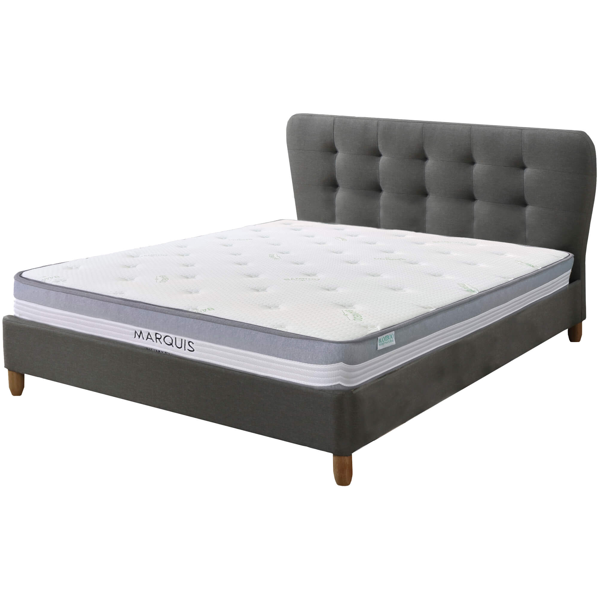 Pack-cama-de-casal-JOYCE---colchao-MARQUIS-140X190---Cinzento